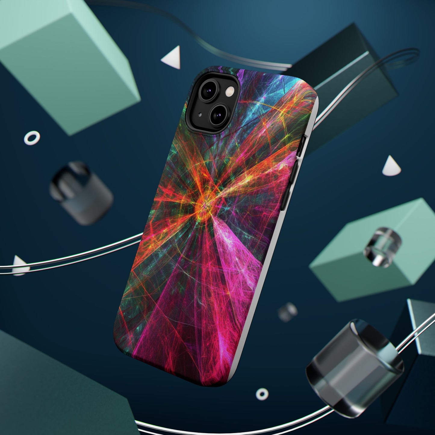 Luxurious Magnetic Wireless Charging Tough iPhone Case - “Trippy Starburst” by Moxie-Jay