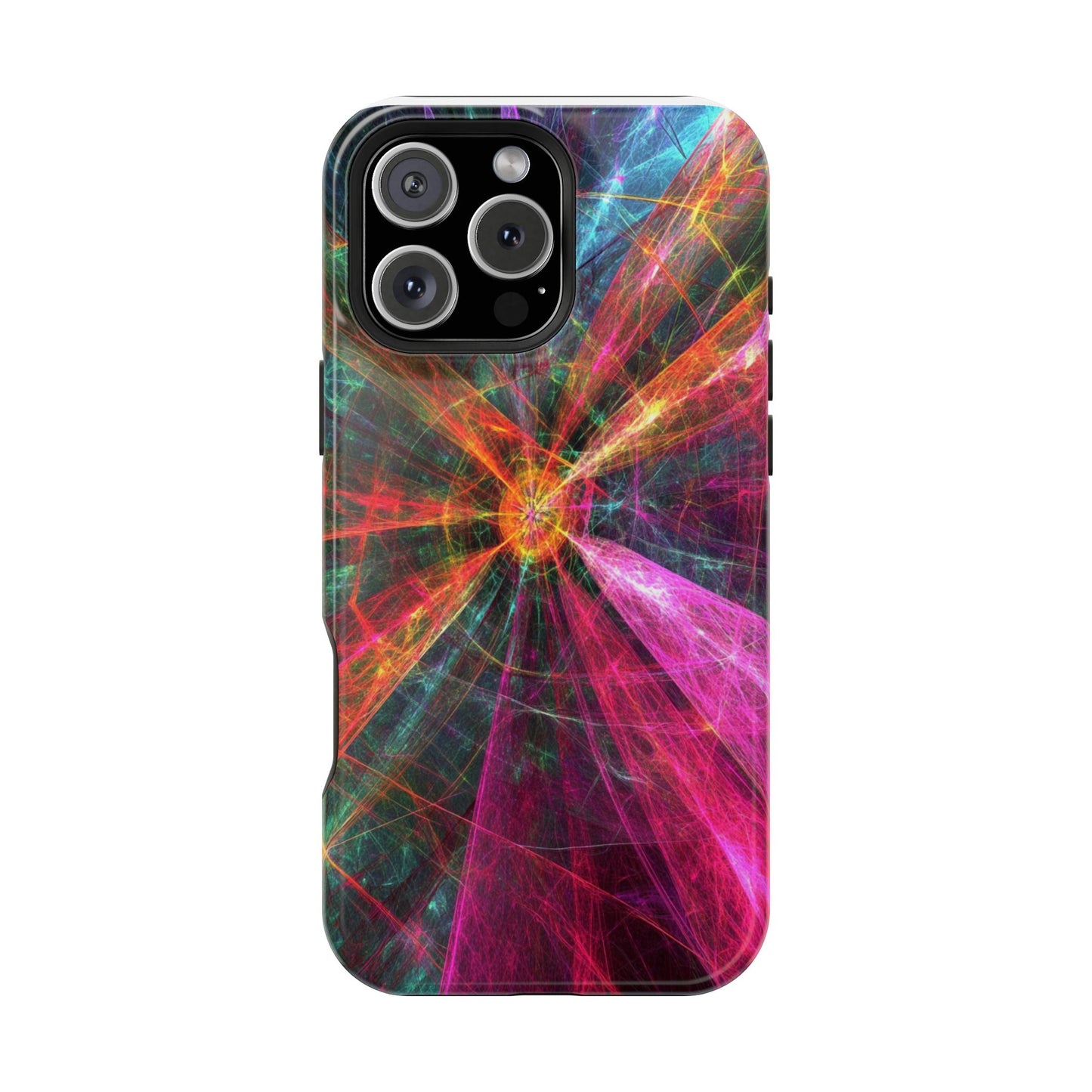 Luxurious Magnetic Wireless Charging Tough iPhone Case - “Trippy Starburst” by Moxie-Jay