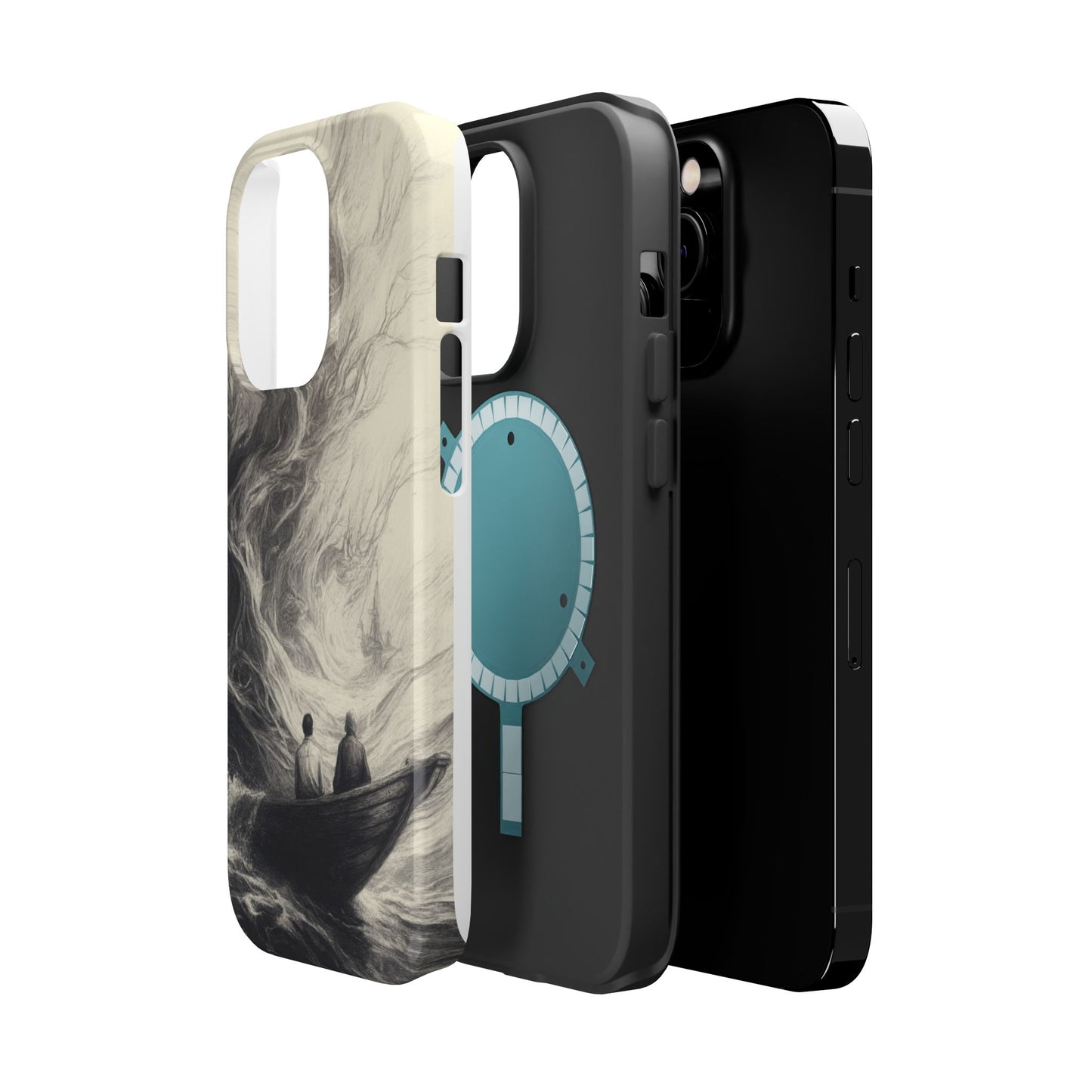 Magnetic Phone Case - Men in Boat Drawing by Moxie-Jay