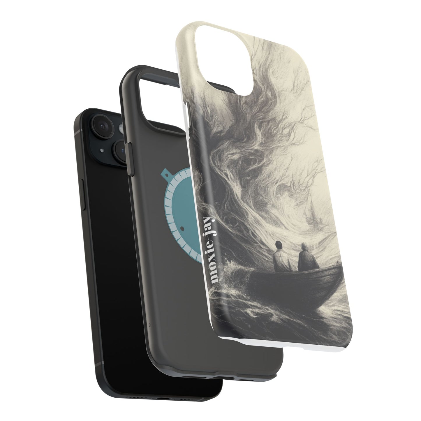 Magnetic Phone Case - Men in Boat Drawing by Moxie-Jay