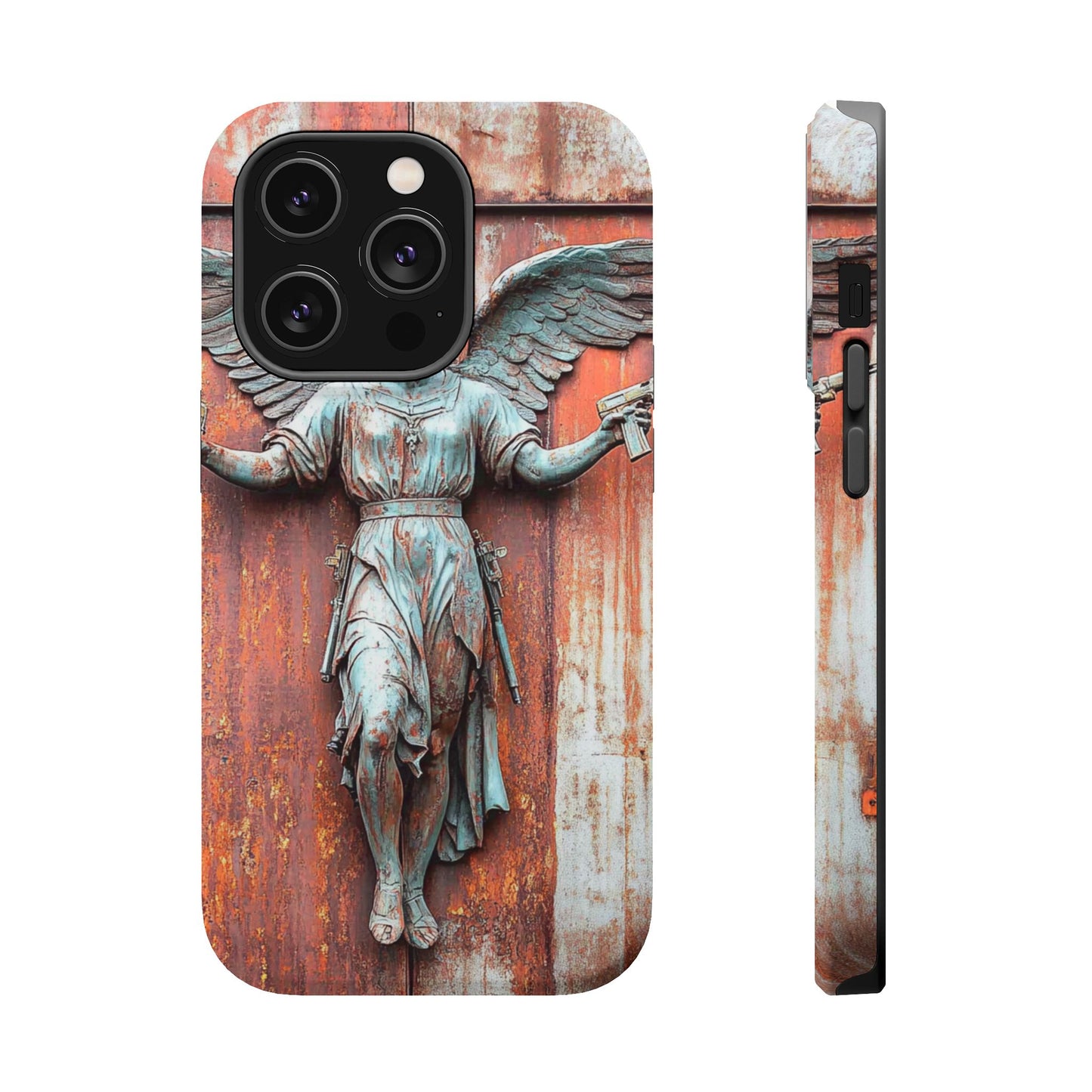 Magnetic Tough Cases - Elegant Angel Statue with Pistols iPhone Protector