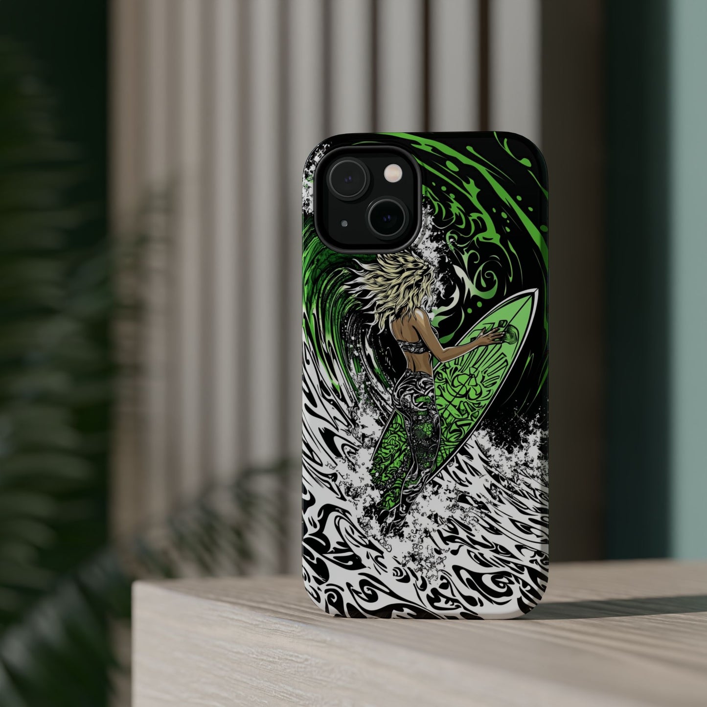 Luxurious Magnetic Wireless Charging Tough iPhone Case - "Surf's Up" by Moxie-Jay