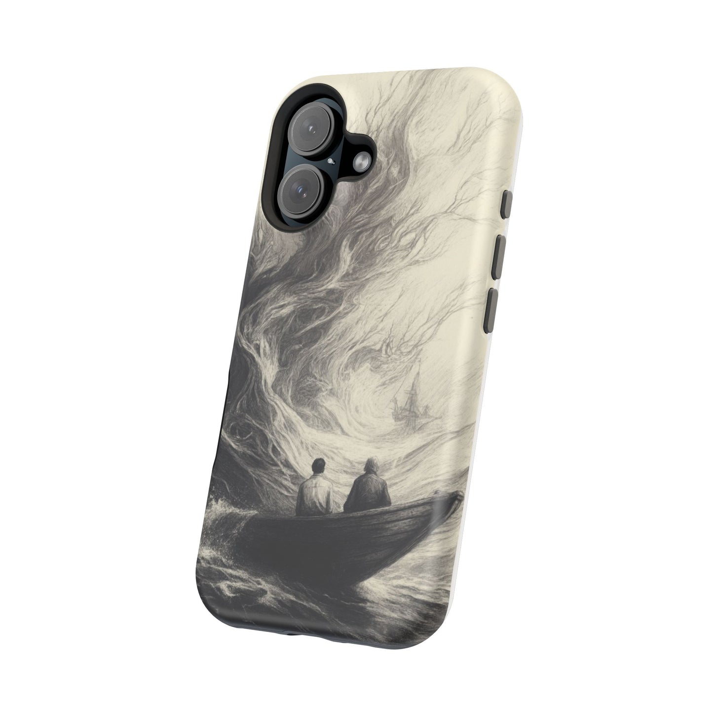 Magnetic Phone Case - Men in Boat Drawing by Moxie-Jay