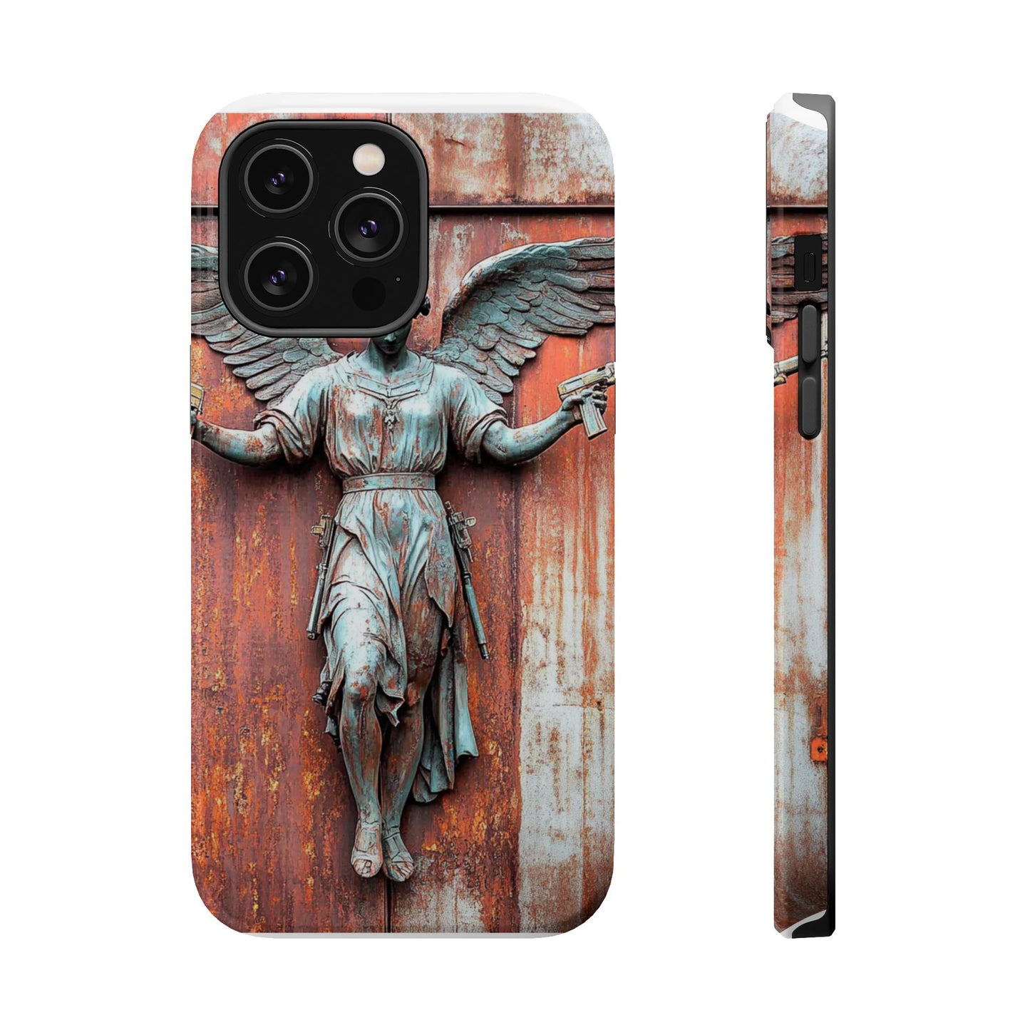 Magnetic Tough Cases - Elegant Angel Statue with Pistols iPhone Protector
