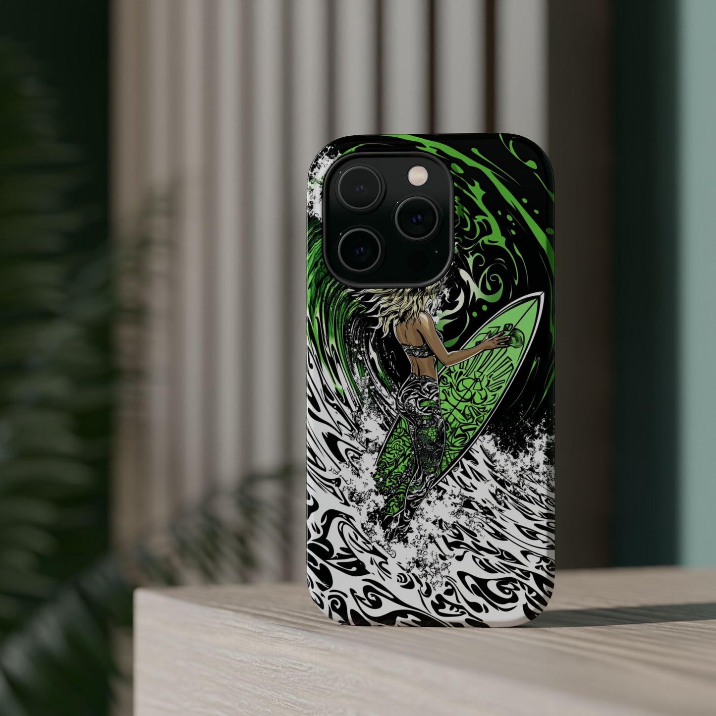 Luxurious Magnetic Wireless Charging Tough iPhone Case - "Surf's Up" by Moxie-Jay