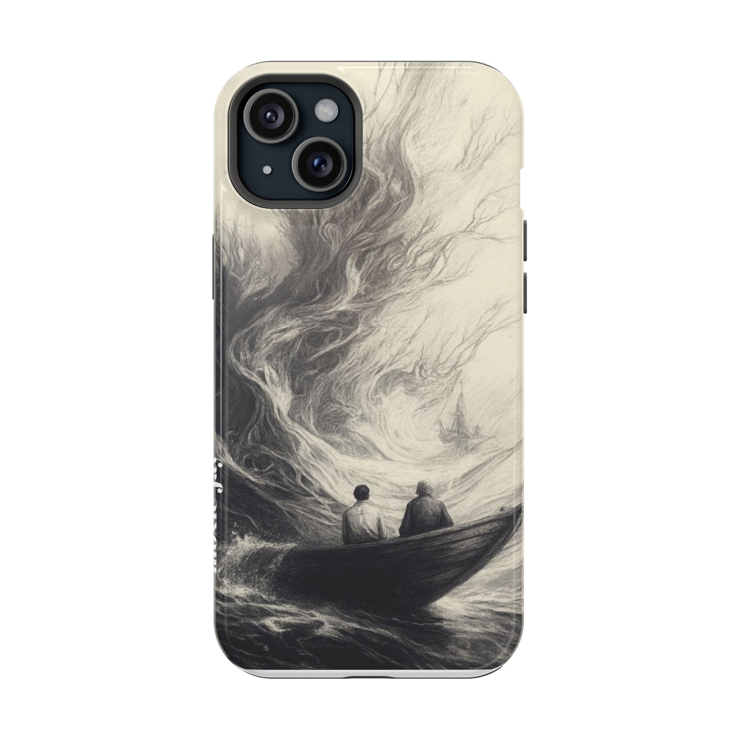 Magnetic Phone Case - Men in Boat Drawing by Moxie-Jay