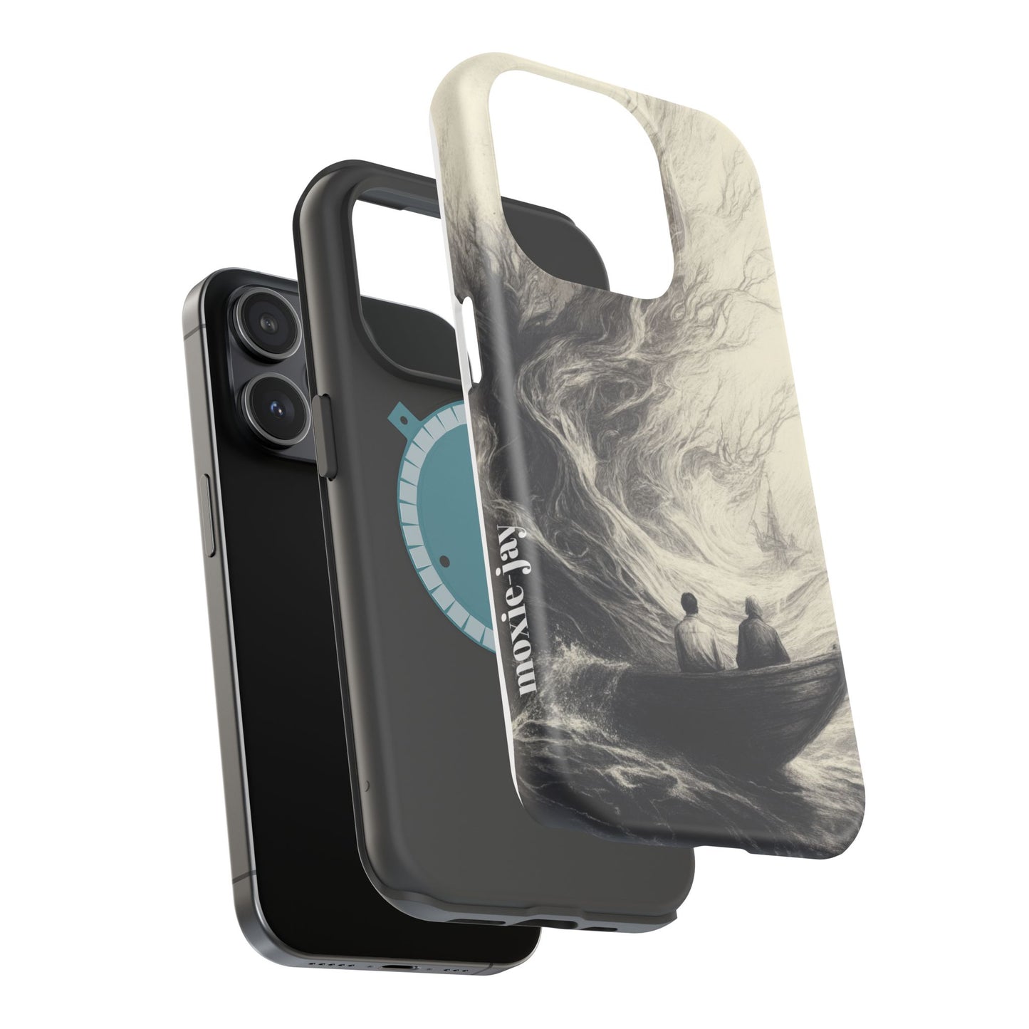 Magnetic Phone Case - Men in Boat Drawing by Moxie-Jay