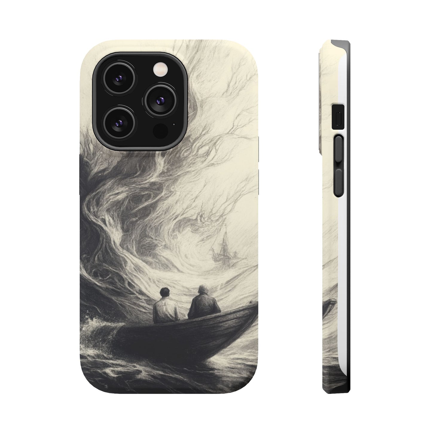 Magnetic Phone Case - Men in Boat Drawing by Moxie-Jay