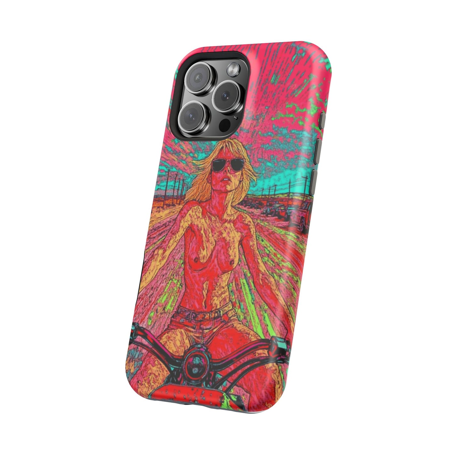 Tough Phone Cases - Topless Woman on Motorcycle