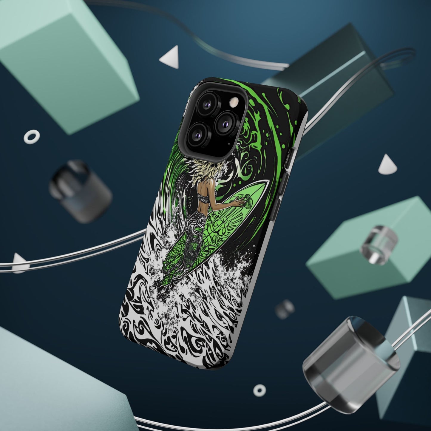 Luxurious Magnetic Wireless Charging Tough iPhone Case - "Surf's Up" by Moxie-Jay