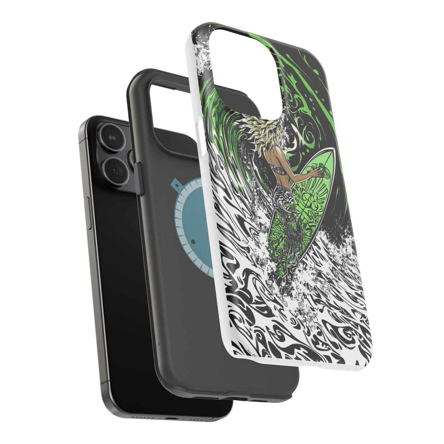 Luxurious Magnetic Wireless Charging Tough iPhone Case - "Surf's Up" by Moxie-Jay