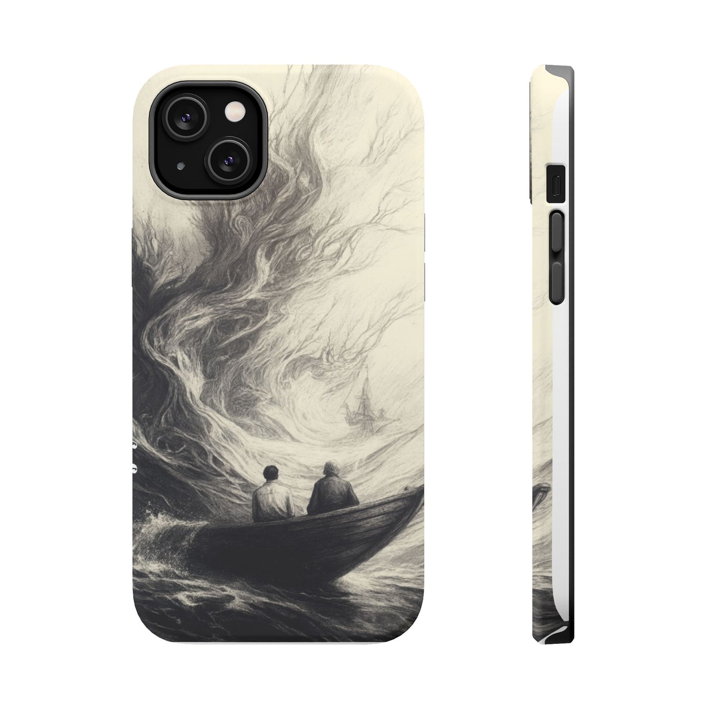 Magnetic Phone Case - Men in Boat Drawing by Moxie-Jay
