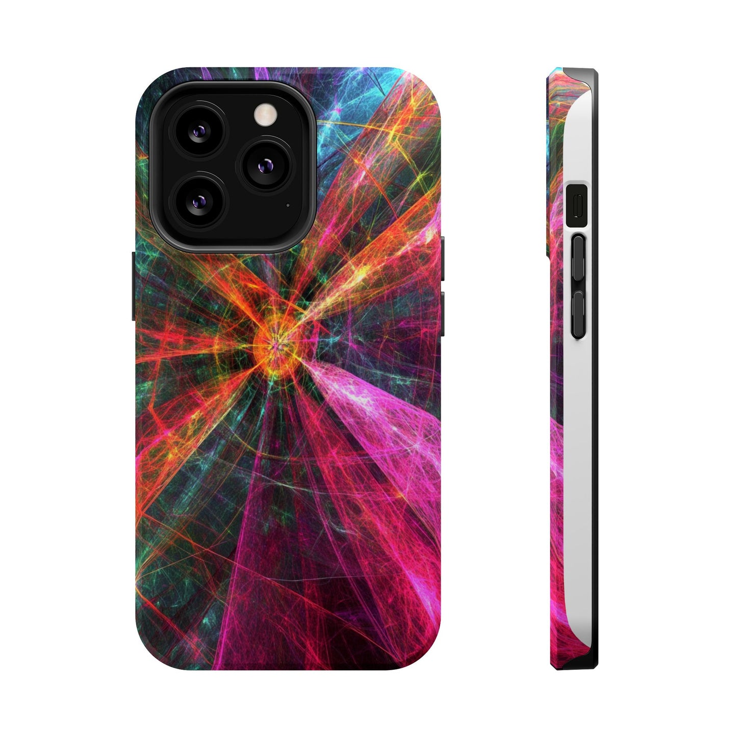 Luxurious Magnetic Wireless Charging Tough iPhone Case - “Trippy Starburst” by Moxie-Jay