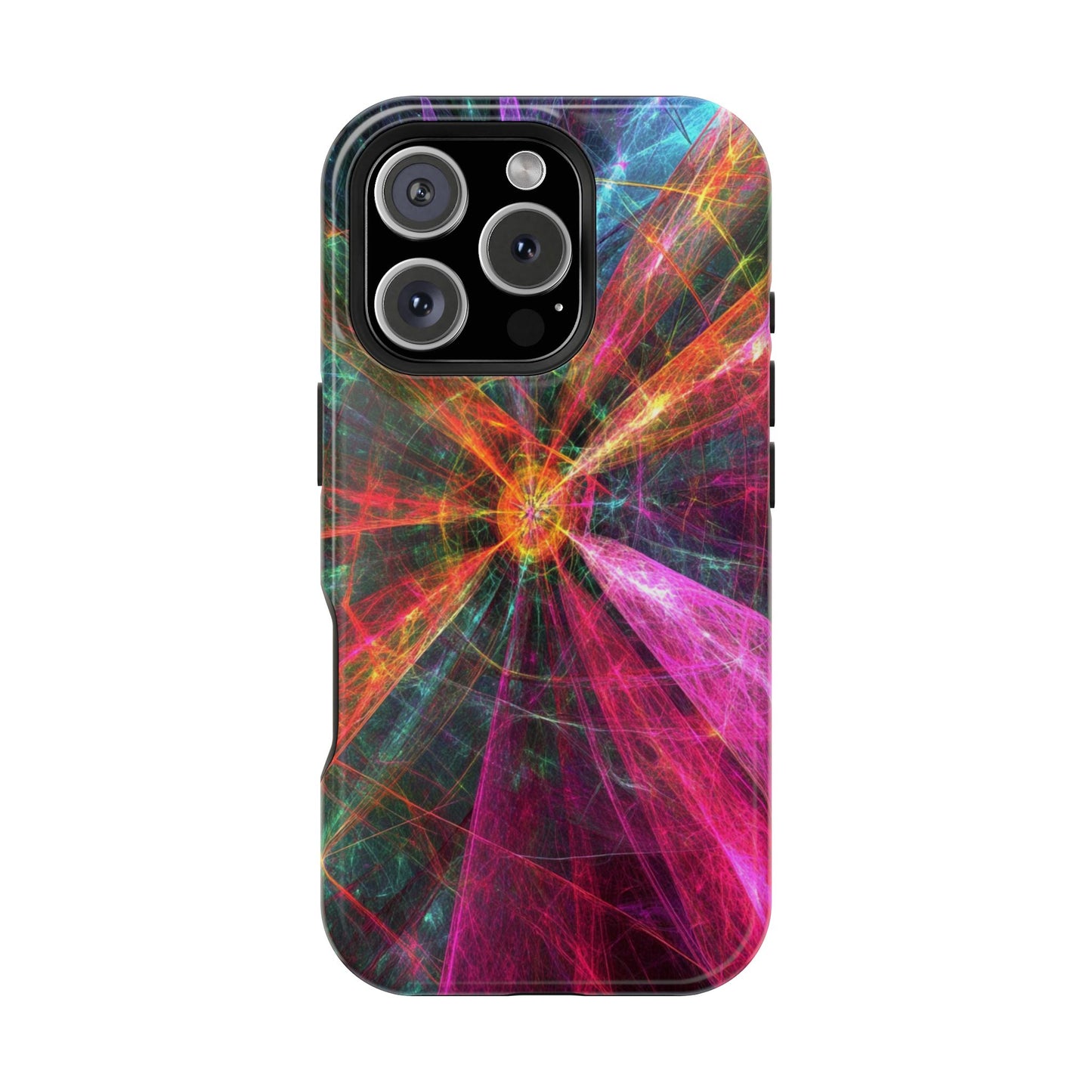 Luxurious Magnetic Wireless Charging Tough iPhone Case - “Trippy Starburst” by Moxie-Jay
