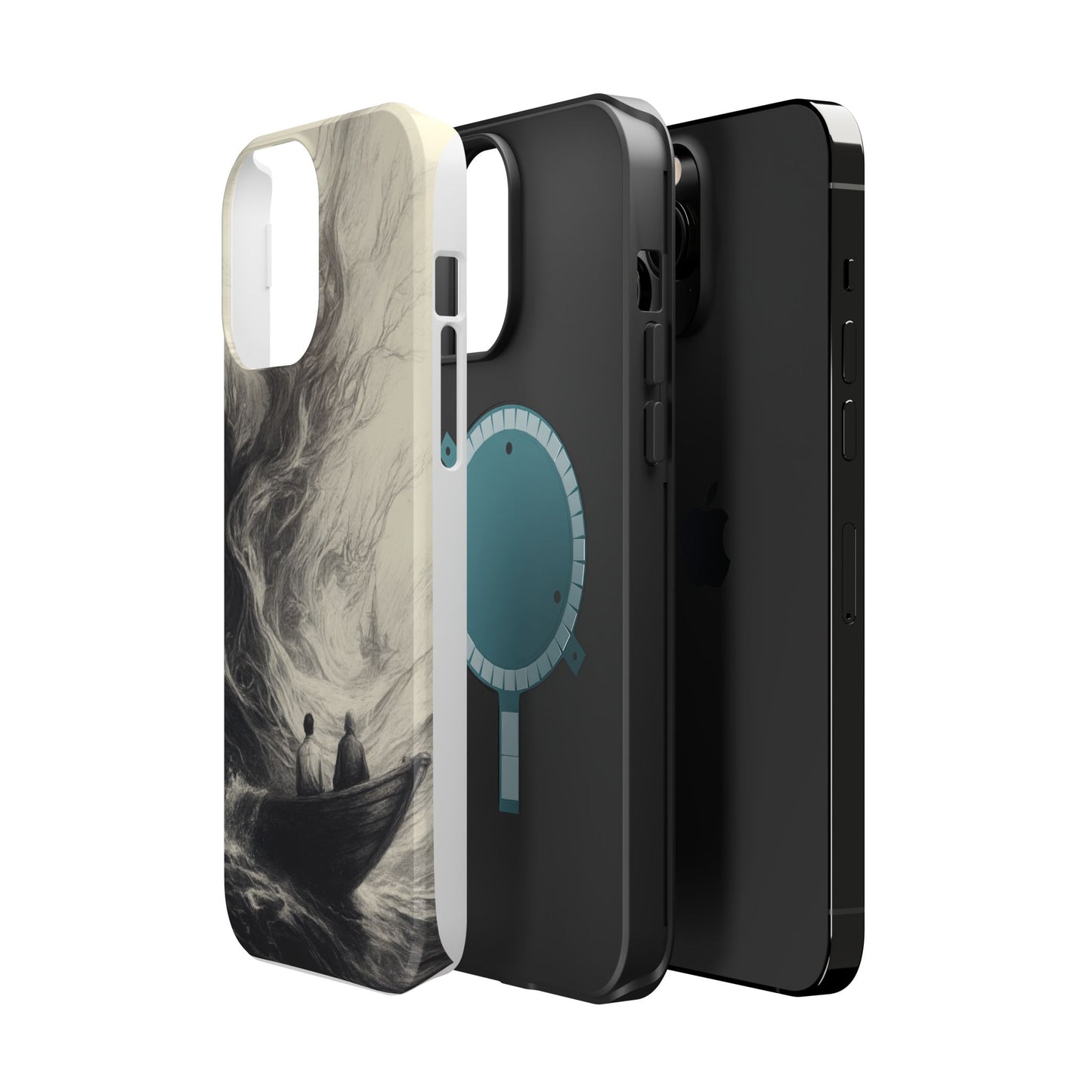 Magnetic Phone Case - Men in Boat Drawing by Moxie-Jay