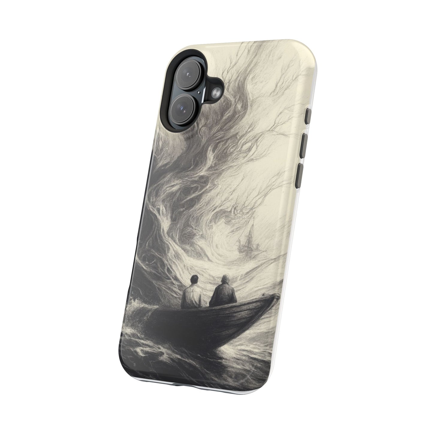 Magnetic Phone Case - Men in Boat Drawing by Moxie-Jay