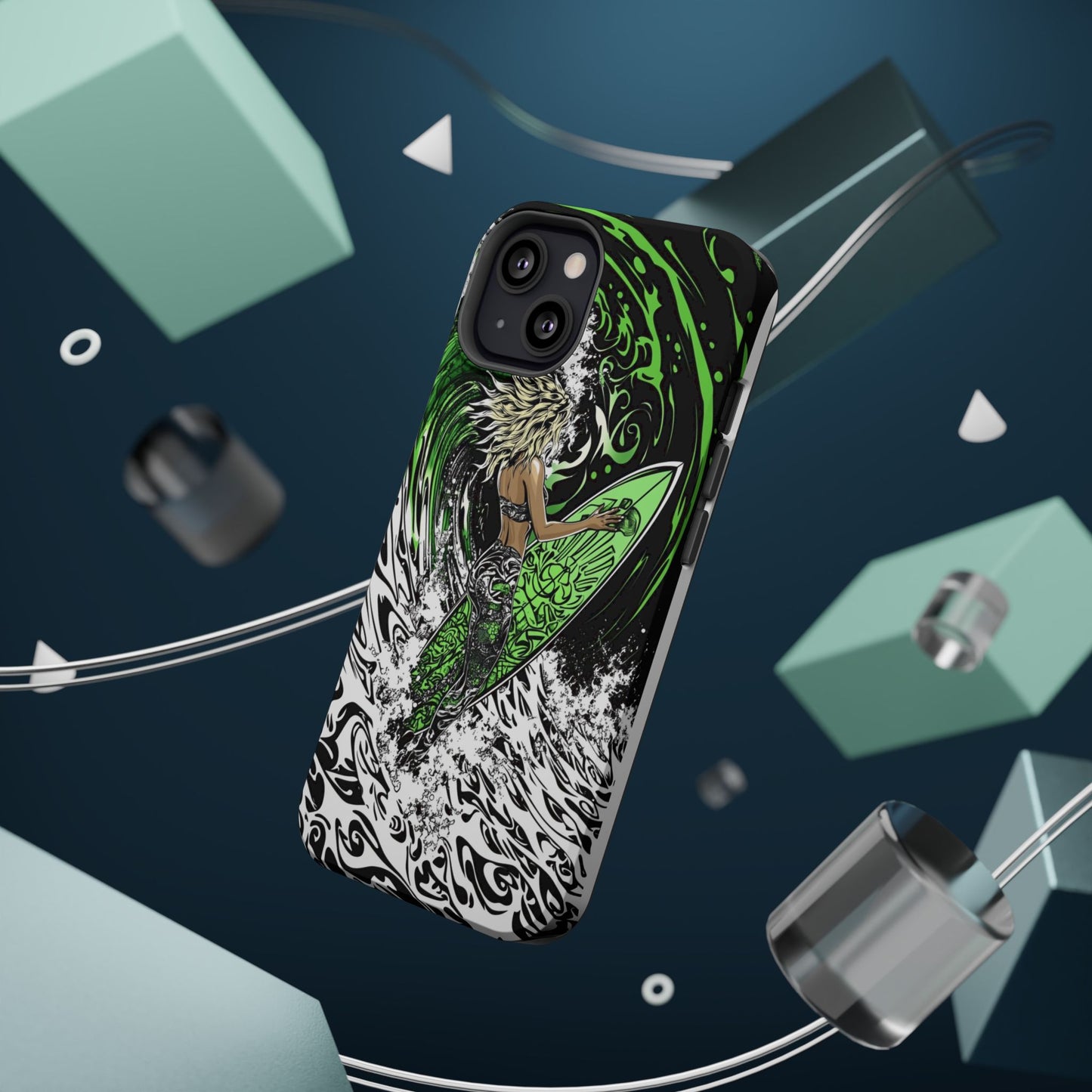 Luxurious Magnetic Wireless Charging Tough iPhone Case - "Surf's Up" by Moxie-Jay