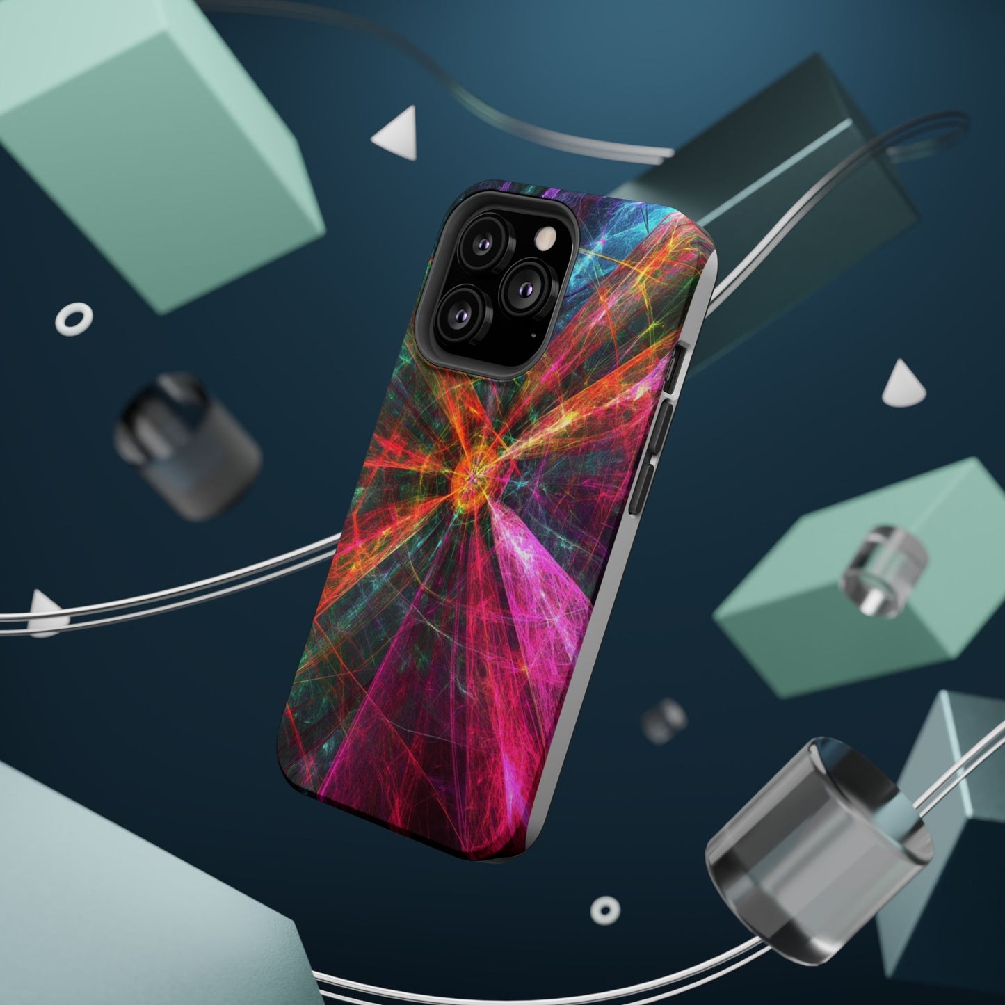 Luxurious Magnetic Wireless Charging Tough iPhone Case - “Trippy Starburst” by Moxie-Jay