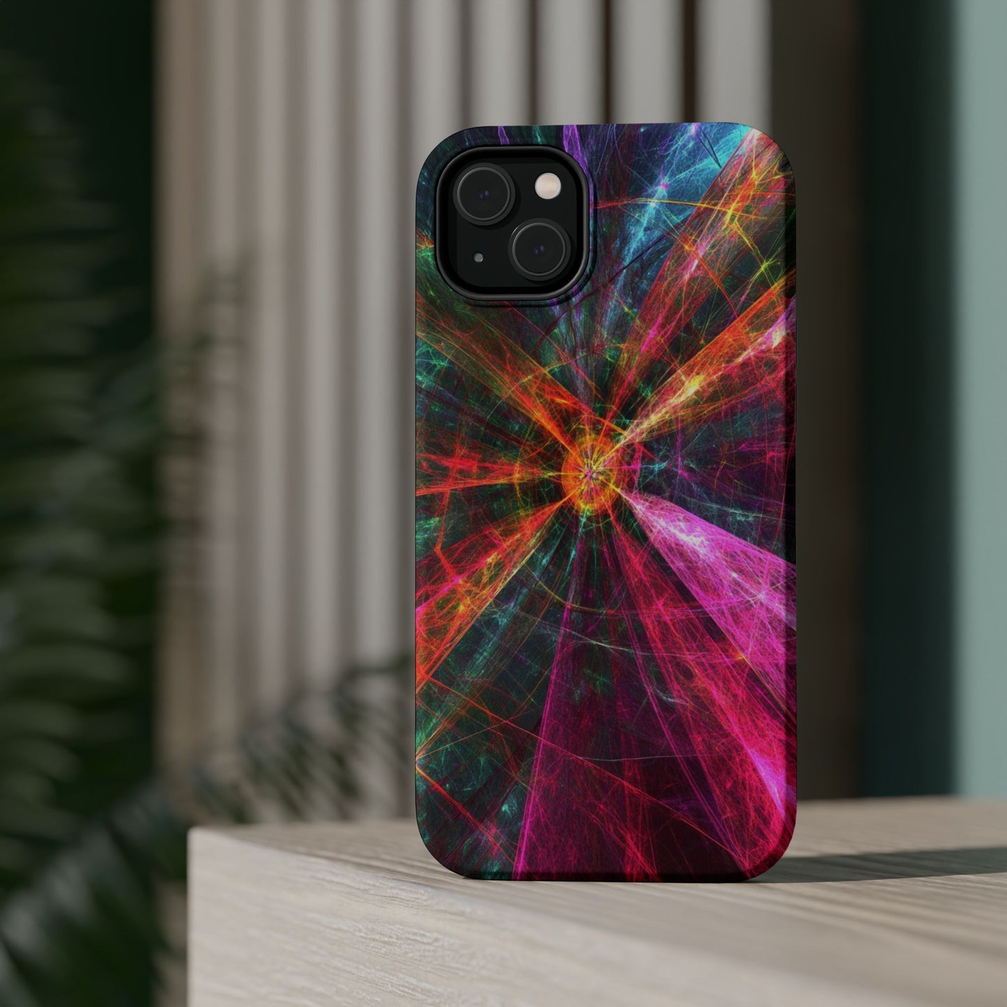 Luxurious Magnetic Wireless Charging Tough iPhone Case - “Trippy Starburst” by Moxie-Jay