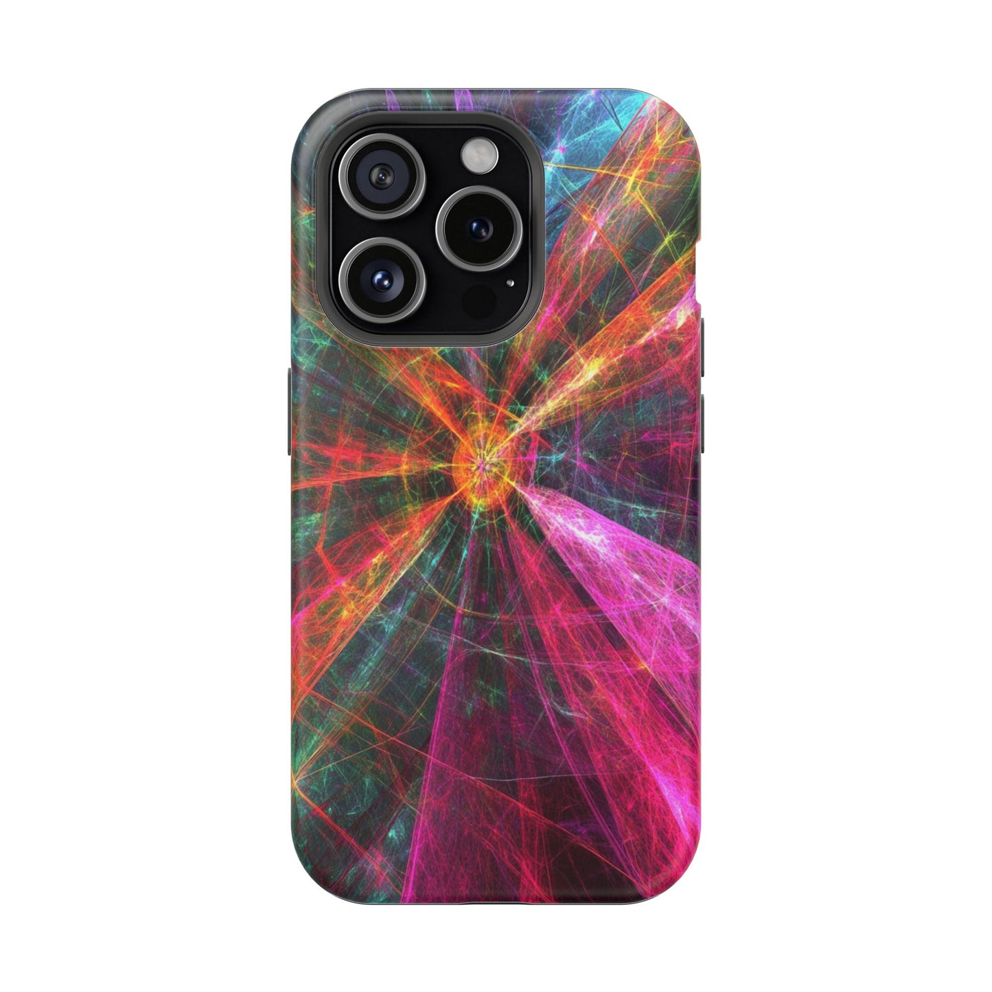 Luxurious Magnetic Wireless Charging Tough iPhone Case - “Trippy Starburst” by Moxie-Jay