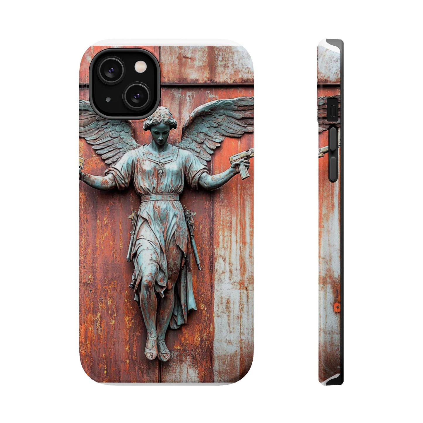 Magnetic Tough Cases - Elegant Angel Statue with Pistols iPhone Protector