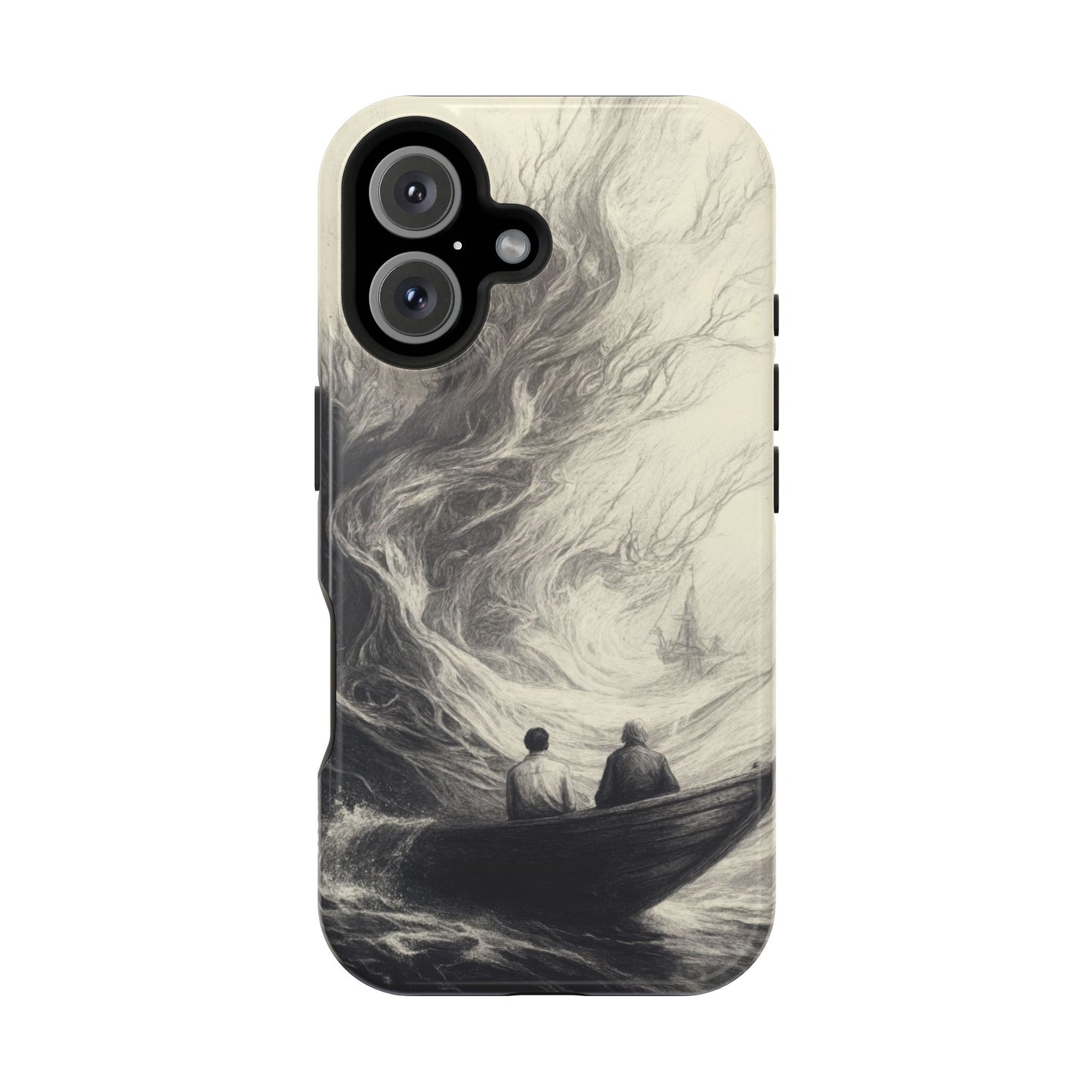 Magnetic Phone Case - Men in Boat Drawing by Moxie-Jay