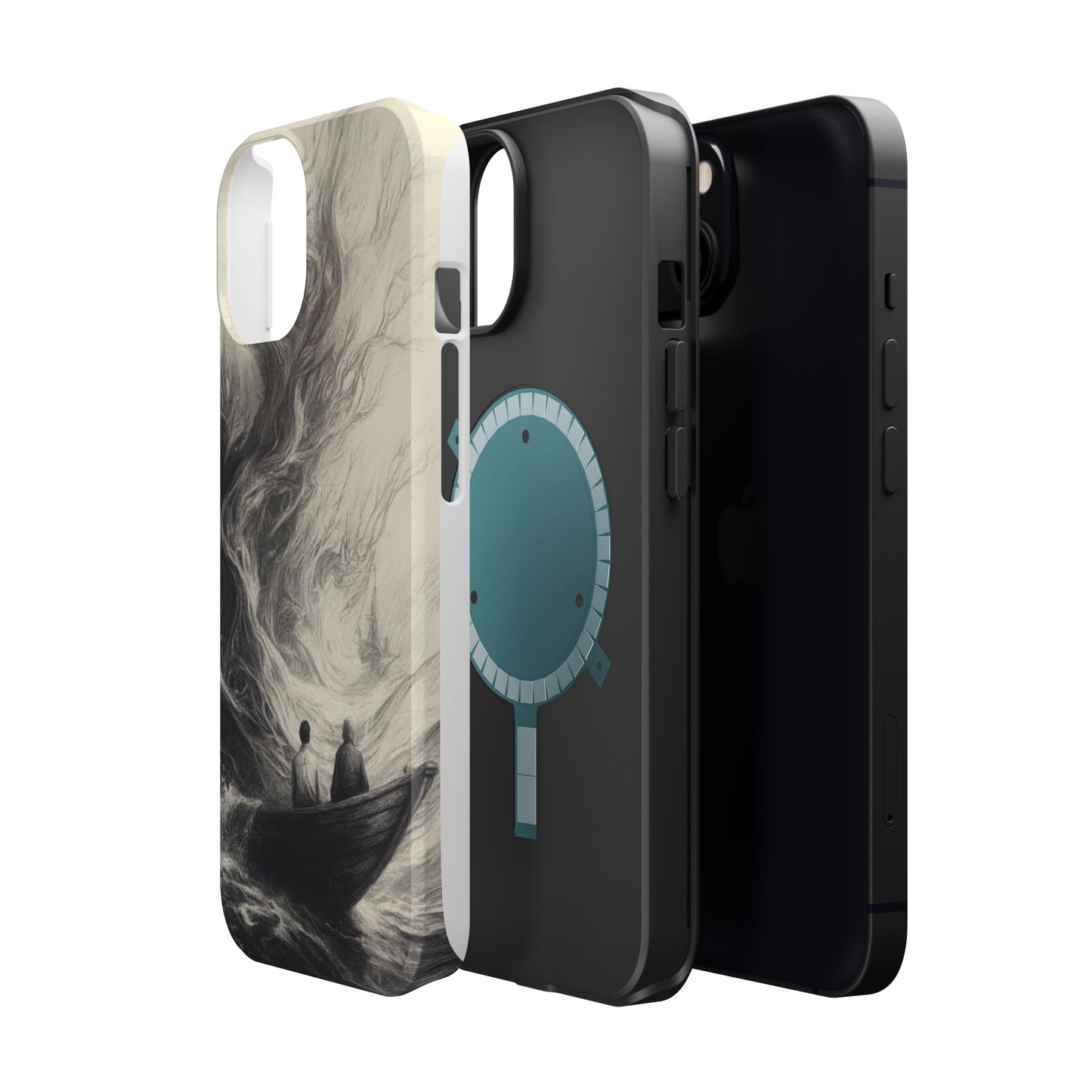 Magnetic Phone Case - Men in Boat Drawing by Moxie-Jay
