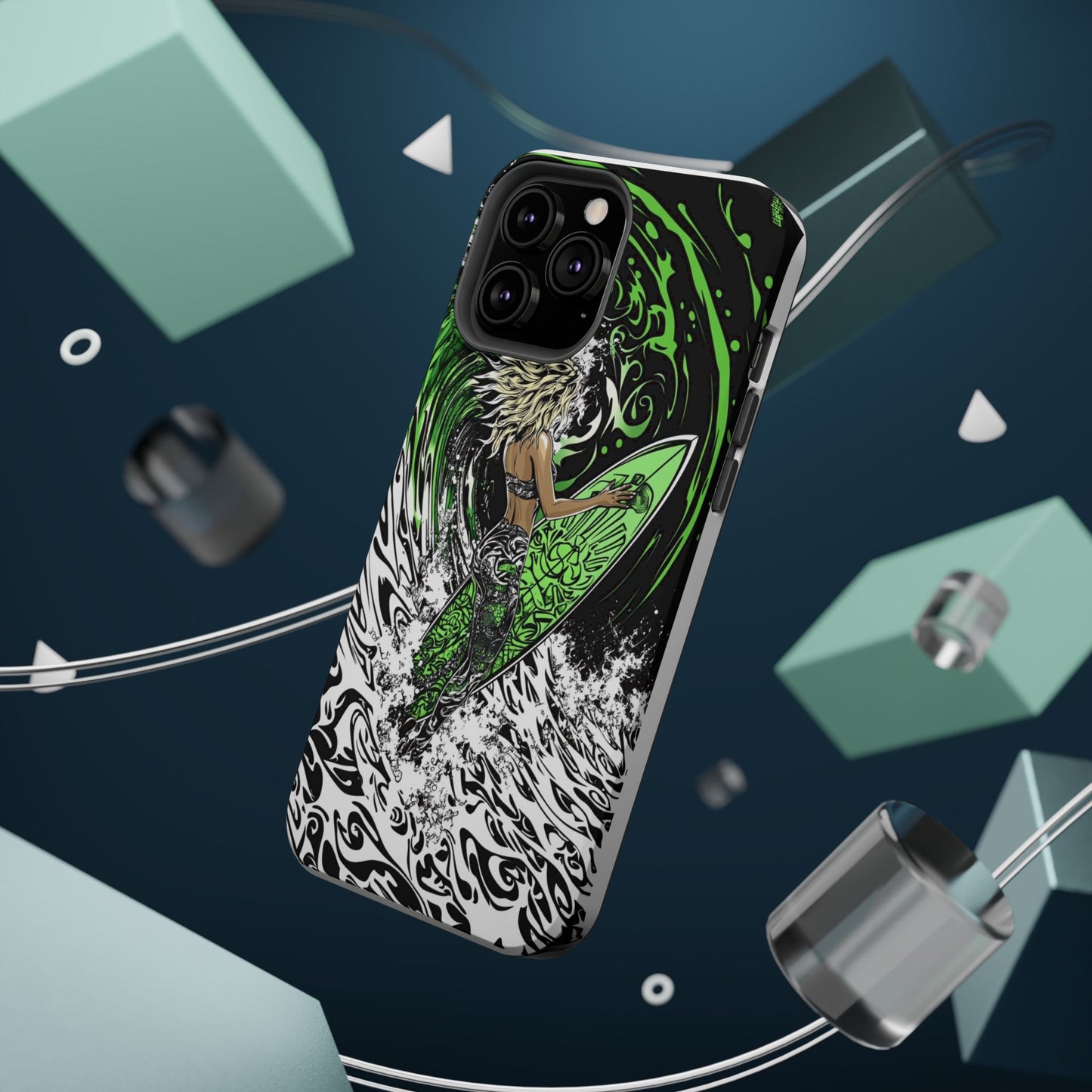 Luxurious Magnetic Wireless Charging Tough iPhone Case - "Surf's Up" by Moxie-Jay