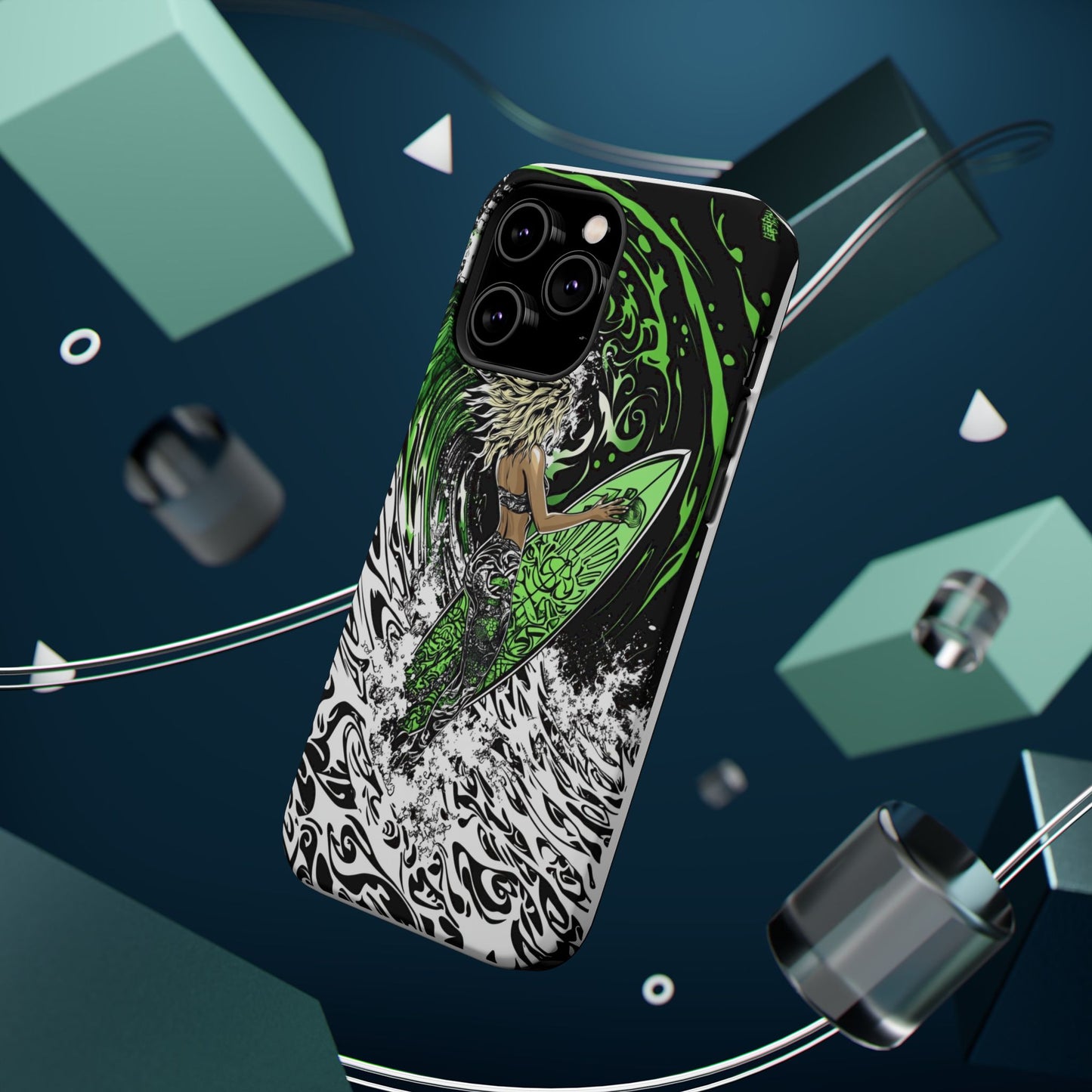Luxurious Magnetic Wireless Charging Tough iPhone Case - "Surf's Up" by Moxie-Jay