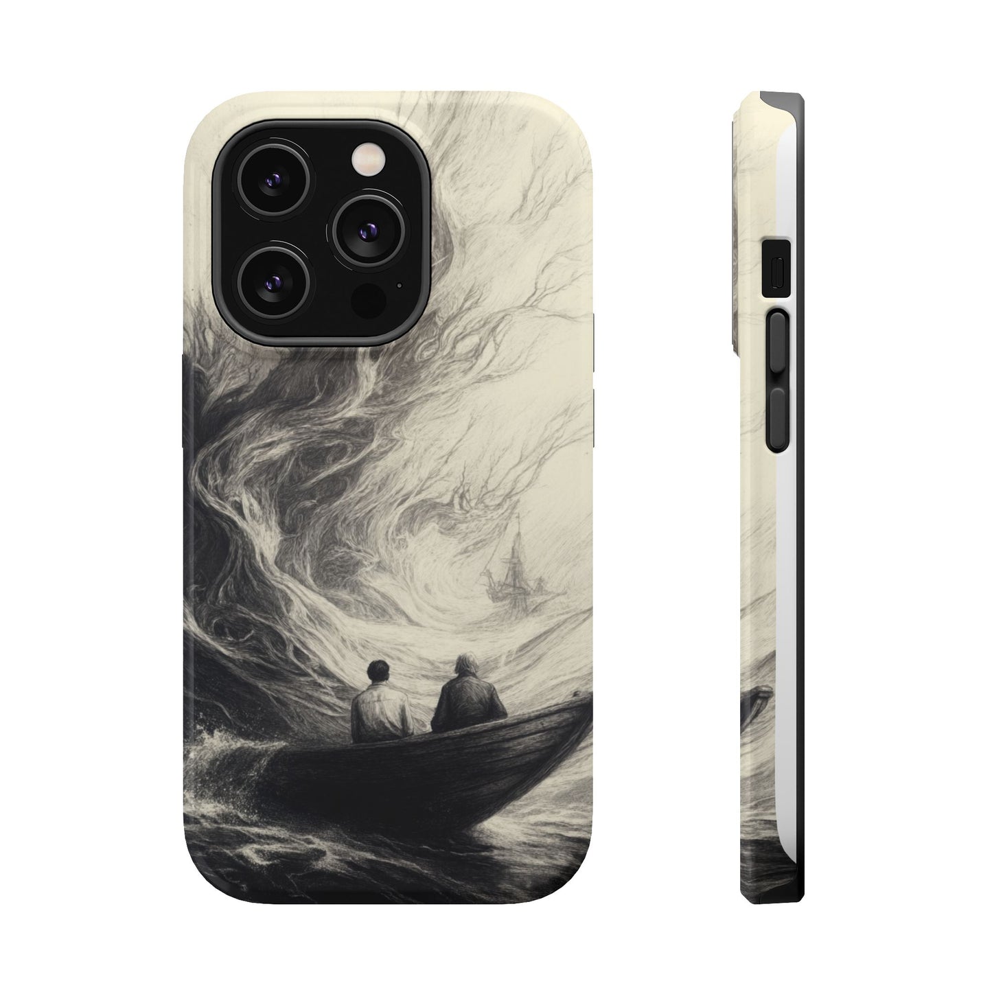 Magnetic Phone Case - Men in Boat Drawing by Moxie-Jay
