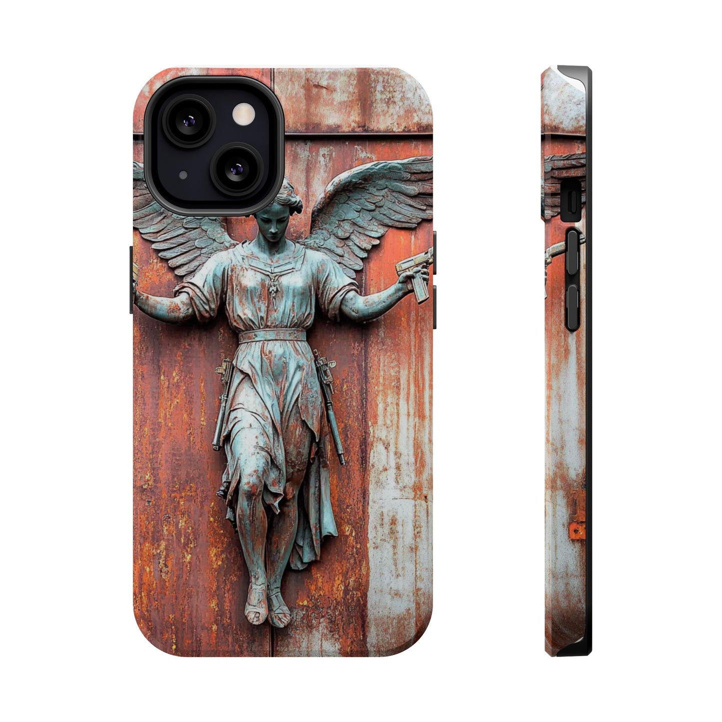 Magnetic Tough Cases - Elegant Angel Statue with Pistols iPhone Protector