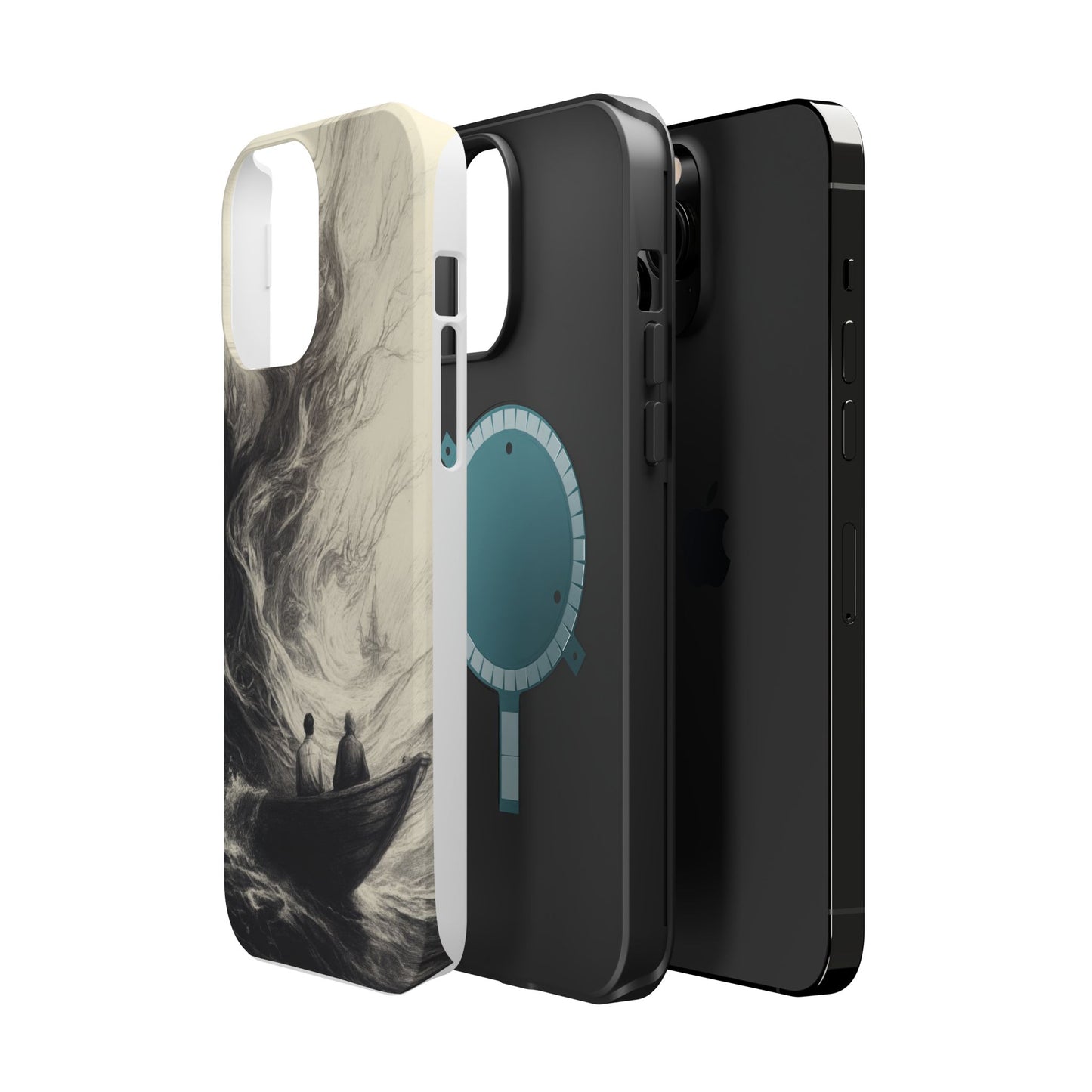 Magnetic Phone Case - Men in Boat Drawing by Moxie-Jay