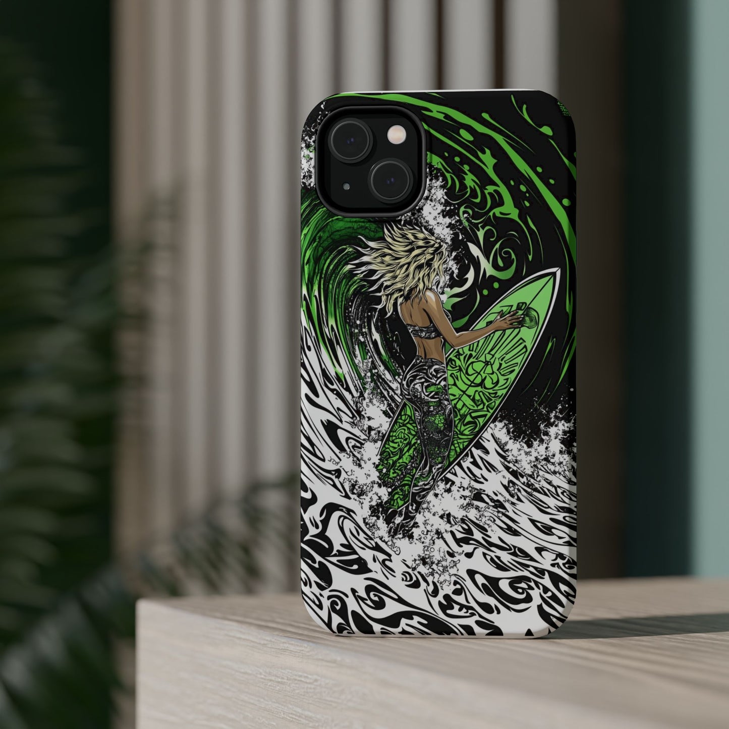 Luxurious Magnetic Wireless Charging Tough iPhone Case - "Surf's Up" by Moxie-Jay