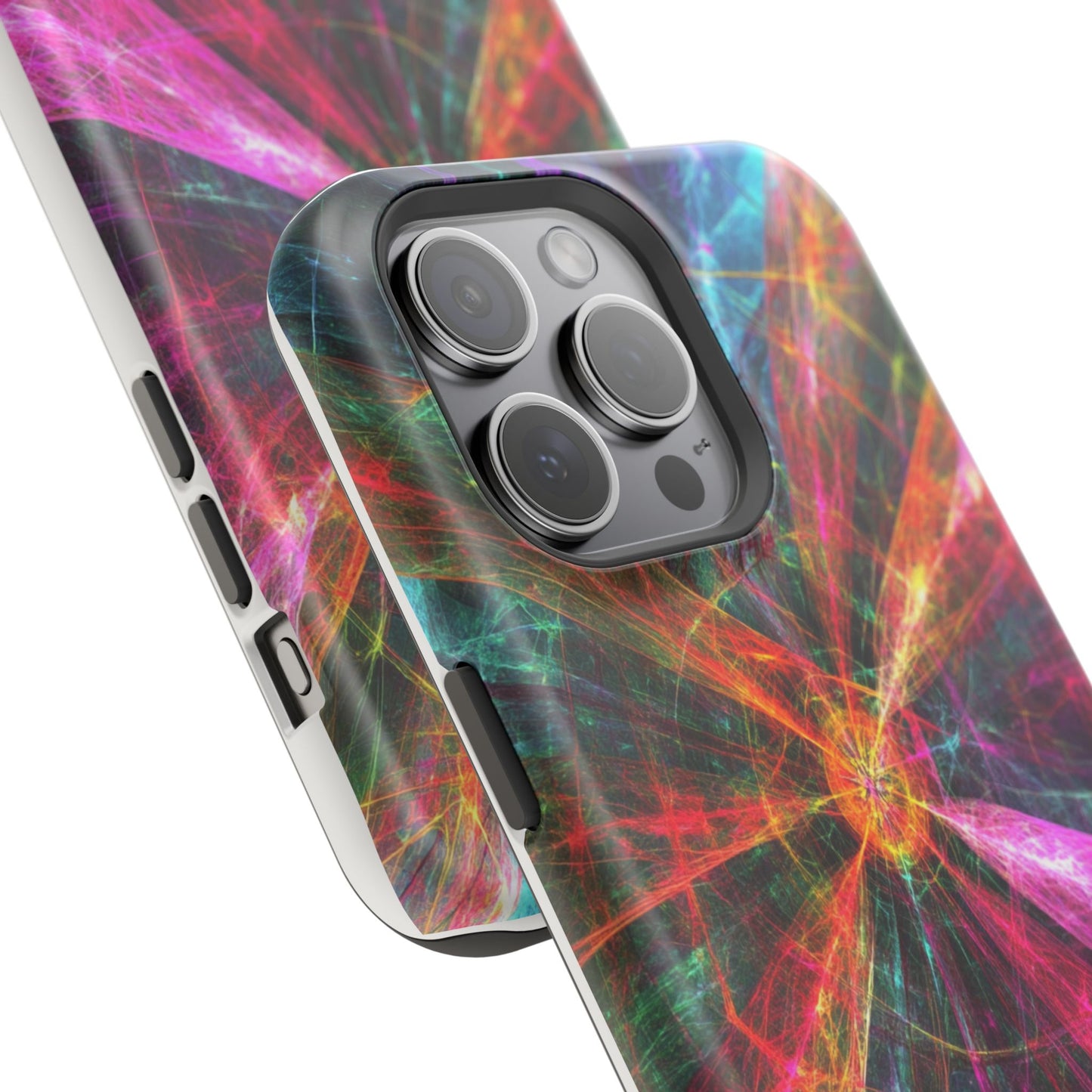 Luxurious Magnetic Wireless Charging Tough iPhone Case - “Trippy Starburst” by Moxie-Jay