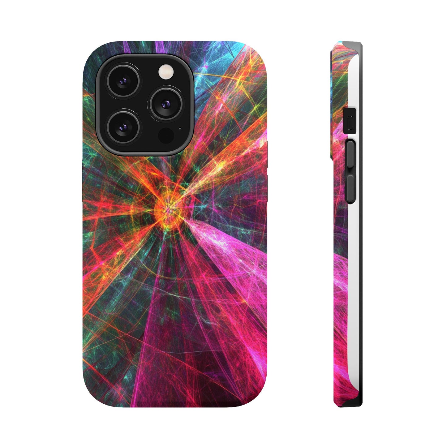 Luxurious Magnetic Wireless Charging Tough iPhone Case - “Trippy Starburst” by Moxie-Jay
