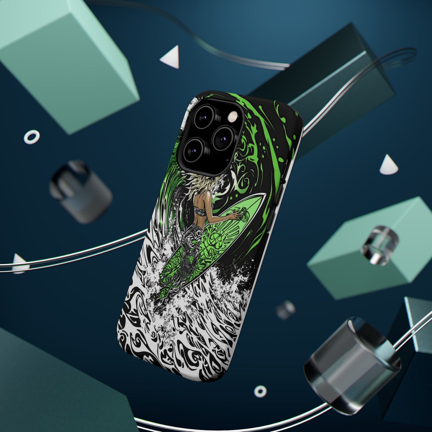 Luxurious Magnetic Wireless Charging Tough iPhone Case - "Surf's Up" by Moxie-Jay