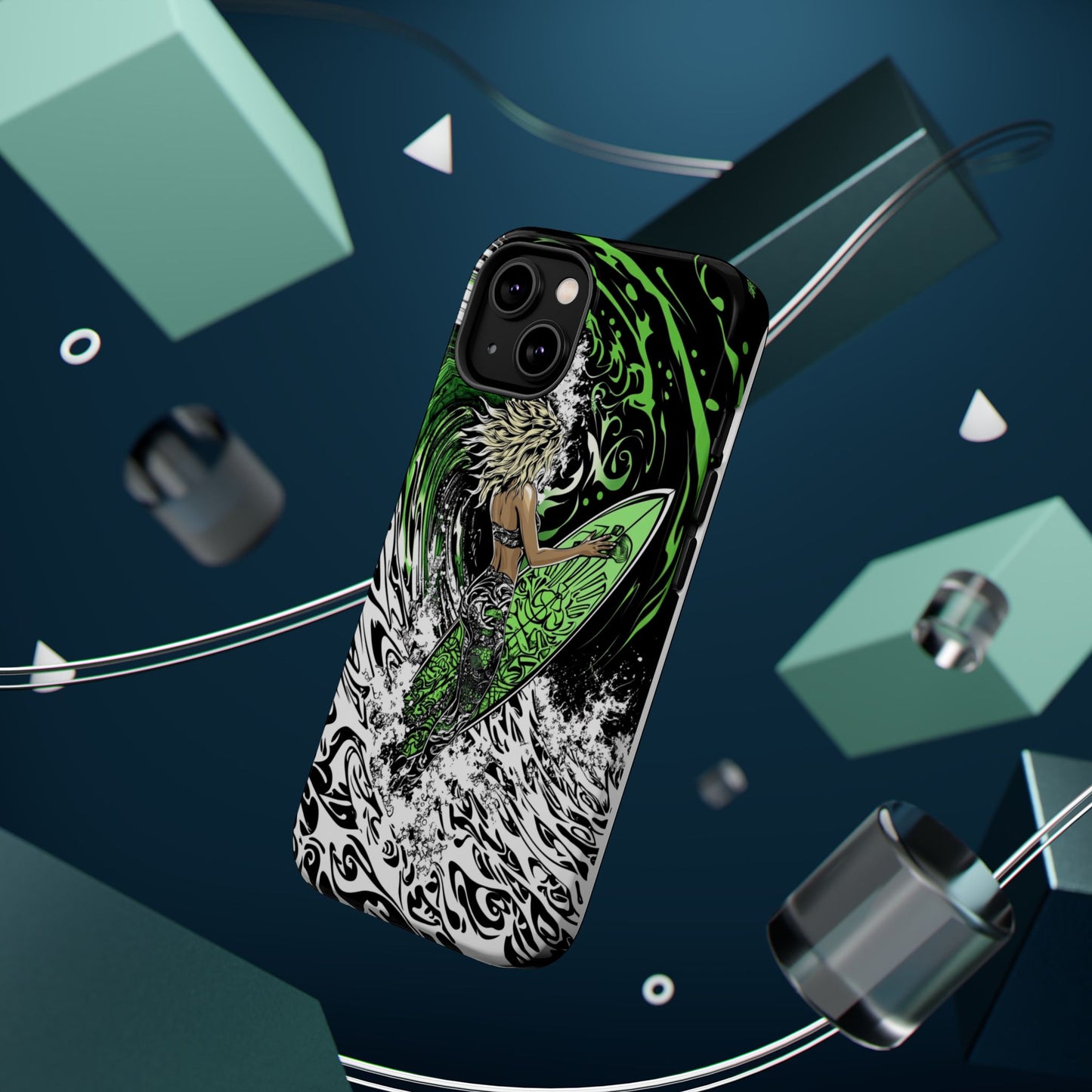 Luxurious Magnetic Wireless Charging Tough iPhone Case - "Surf's Up" by Moxie-Jay