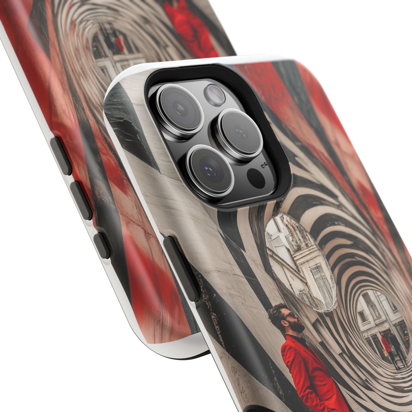 Magnetic Phone Case Abstract Man in Red Suit Jacket Luxury Wireless Charging