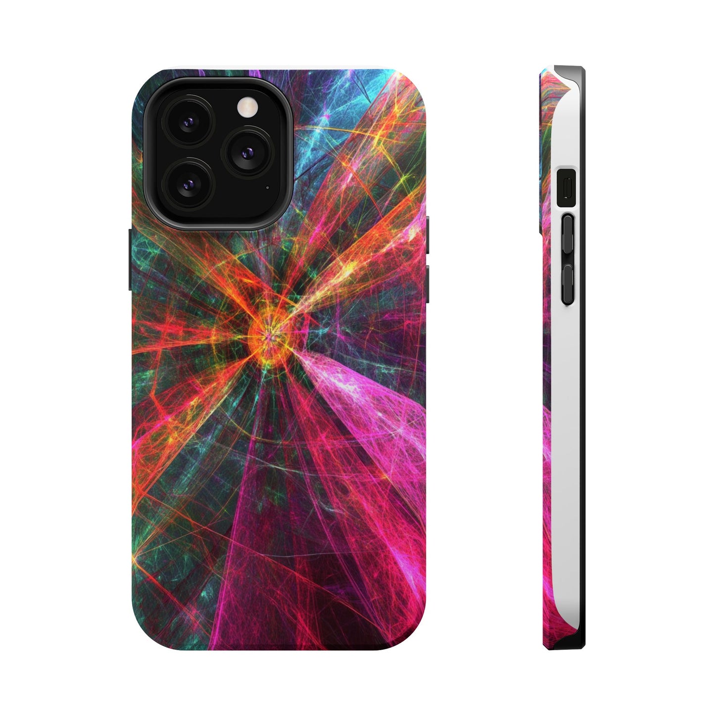 Luxurious Magnetic Wireless Charging Tough iPhone Case - “Trippy Starburst” by Moxie-Jay
