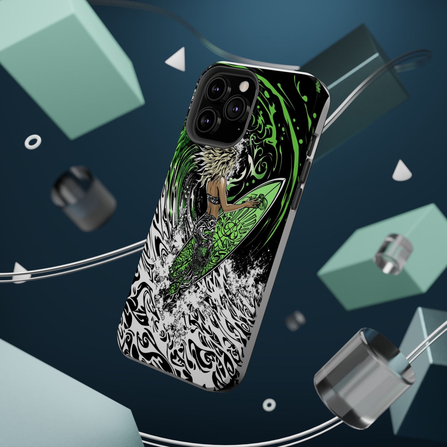 Luxurious Magnetic Wireless Charging Tough iPhone Case - "Surf's Up" by Moxie-Jay