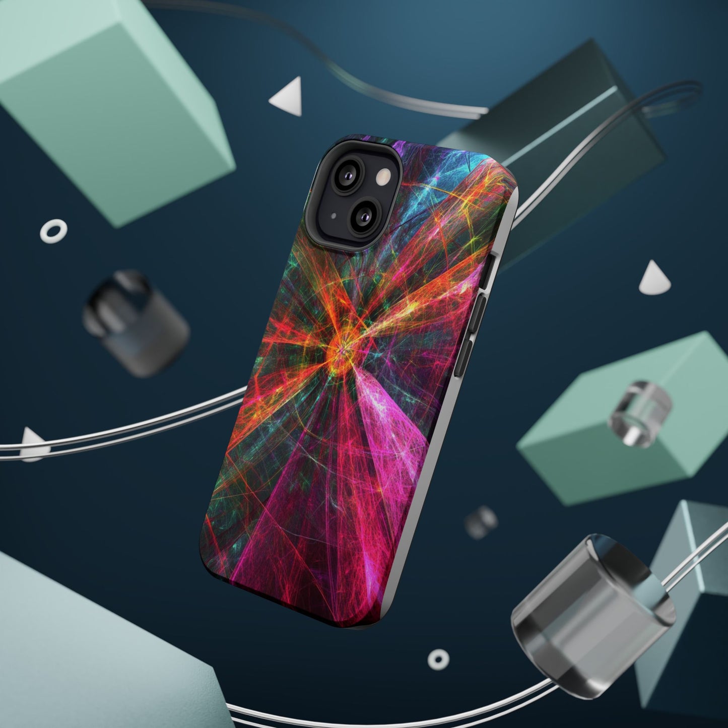 Luxurious Magnetic Wireless Charging Tough iPhone Case - “Trippy Starburst” by Moxie-Jay