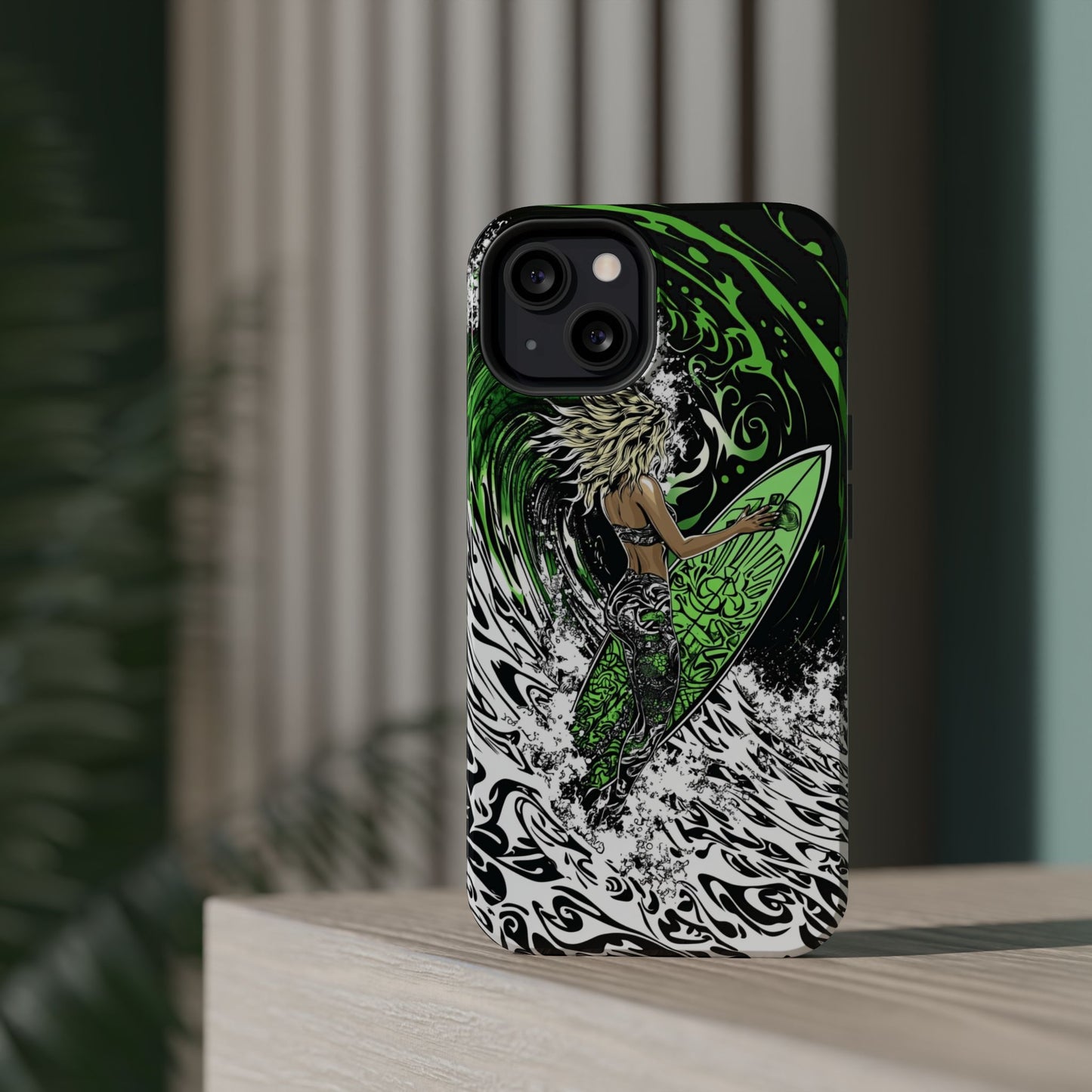 Luxurious Magnetic Wireless Charging Tough iPhone Case - "Surf's Up" by Moxie-Jay