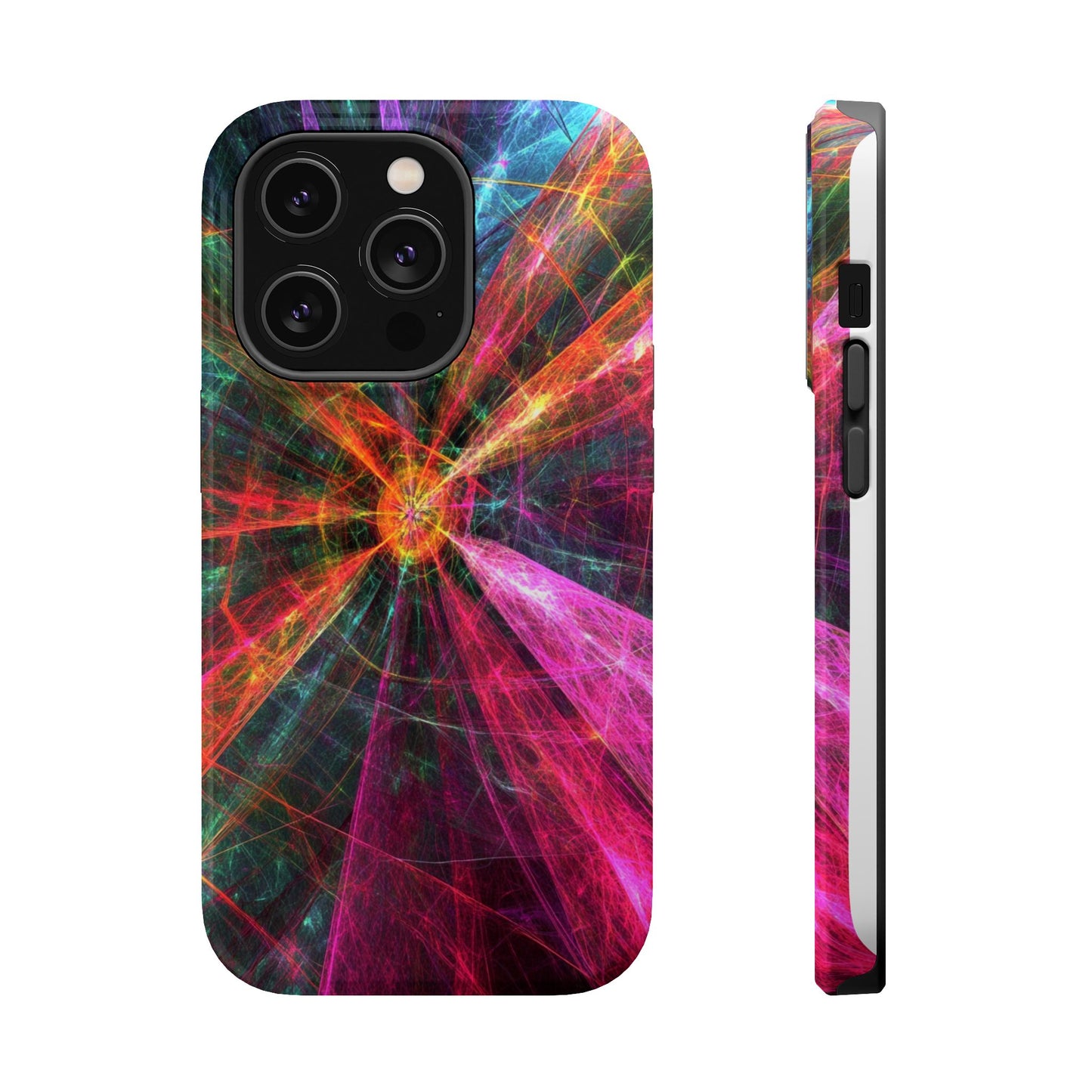 Luxurious Magnetic Wireless Charging Tough iPhone Case - “Trippy Starburst” by Moxie-Jay