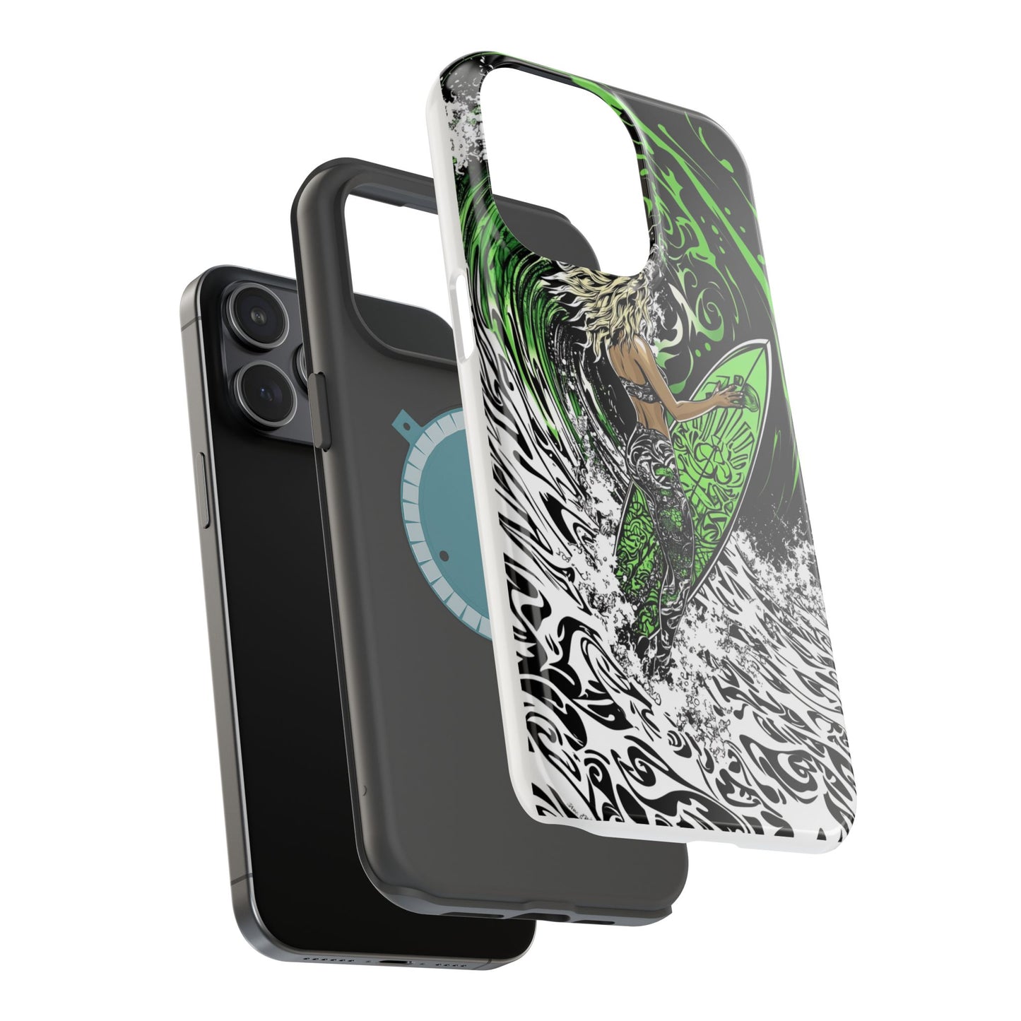 Luxurious Magnetic Wireless Charging Tough iPhone Case - "Surf's Up" by Moxie-Jay
