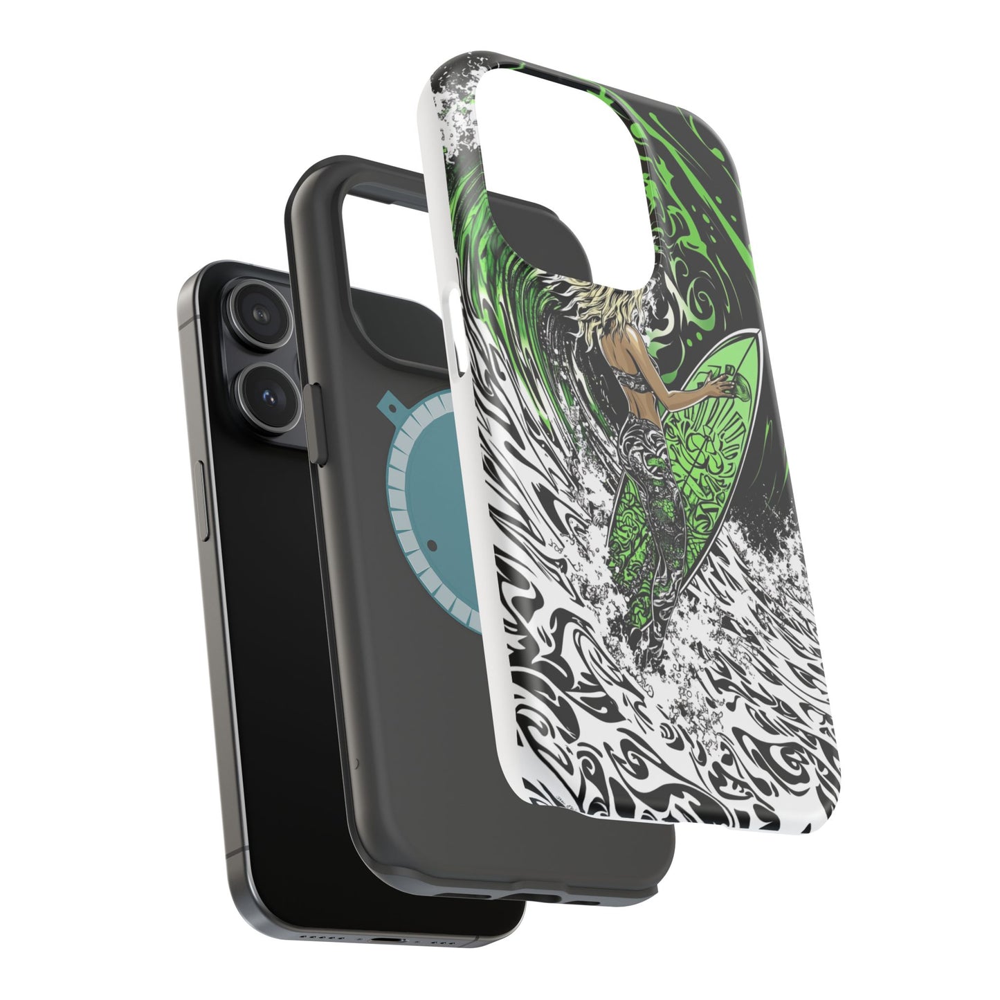 Luxurious Magnetic Wireless Charging Tough iPhone Case - "Surf's Up" by Moxie-Jay