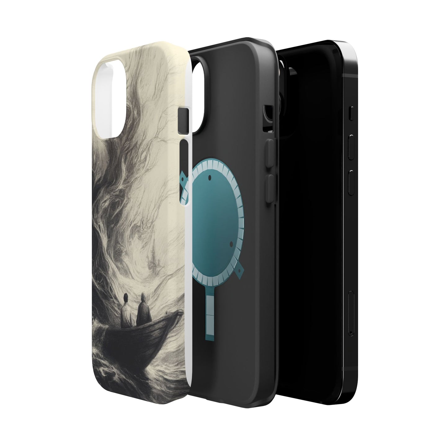 Magnetic Phone Case - Men in Boat Drawing by Moxie-Jay