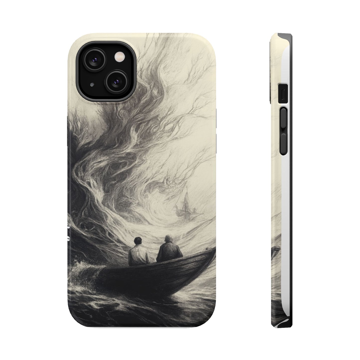 Magnetic Phone Case - Men in Boat Drawing by Moxie-Jay