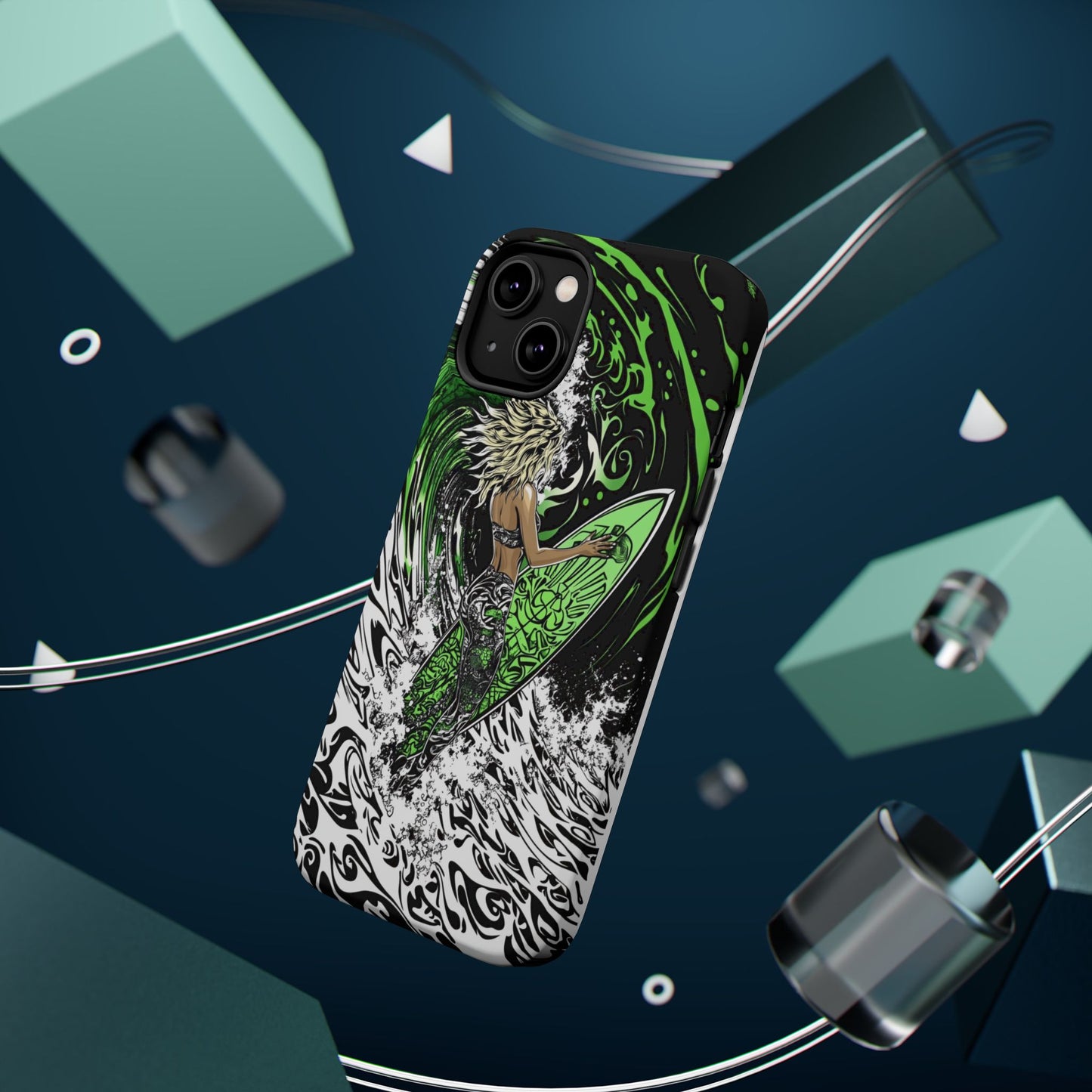Luxurious Magnetic Wireless Charging Tough iPhone Case - "Surf's Up" by Moxie-Jay