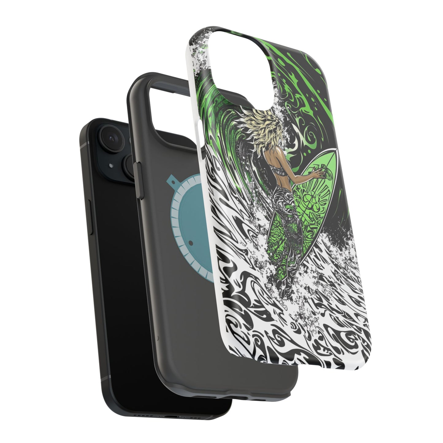 Luxurious Magnetic Wireless Charging Tough iPhone Case - "Surf's Up" by Moxie-Jay