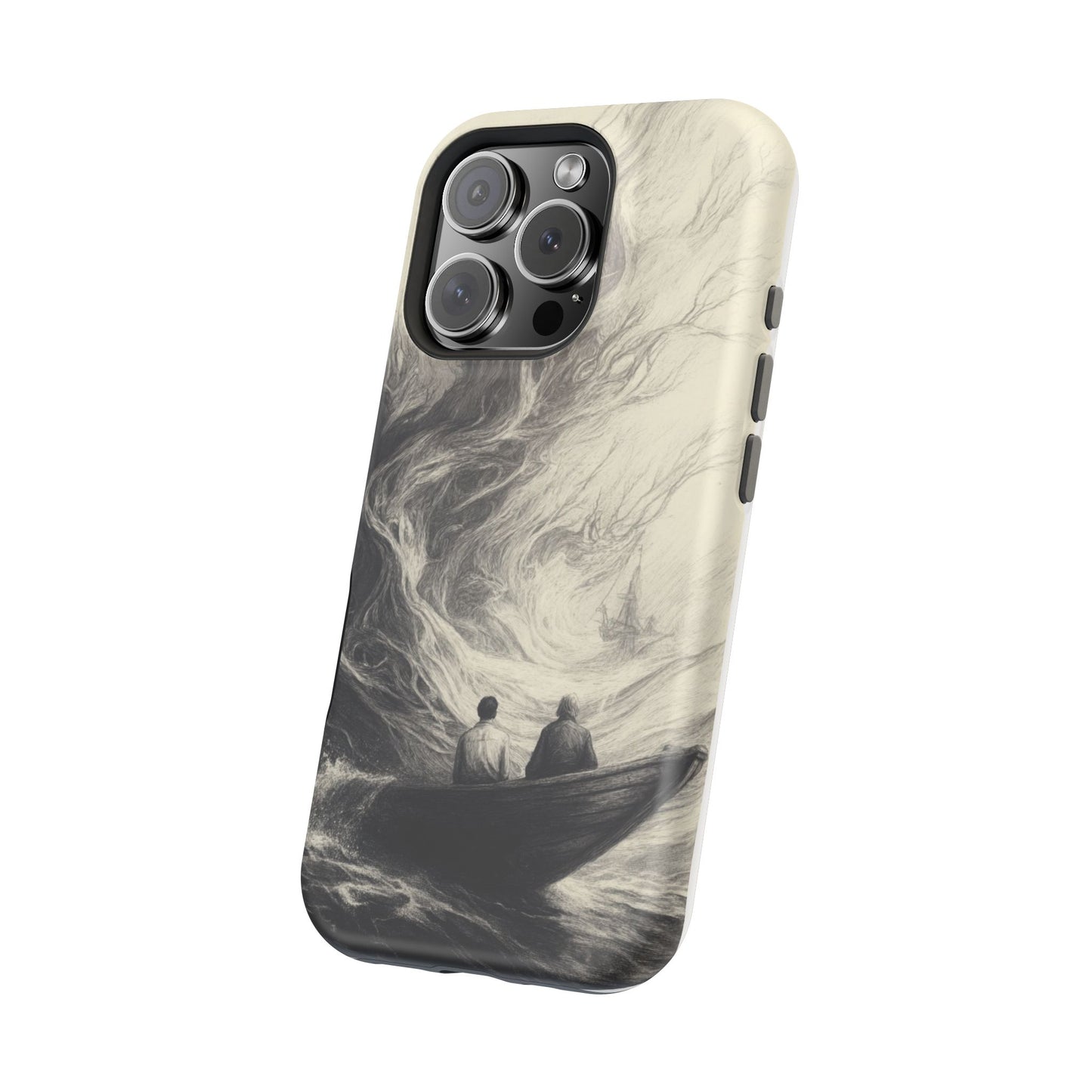 Magnetic Phone Case - Men in Boat Drawing by Moxie-Jay